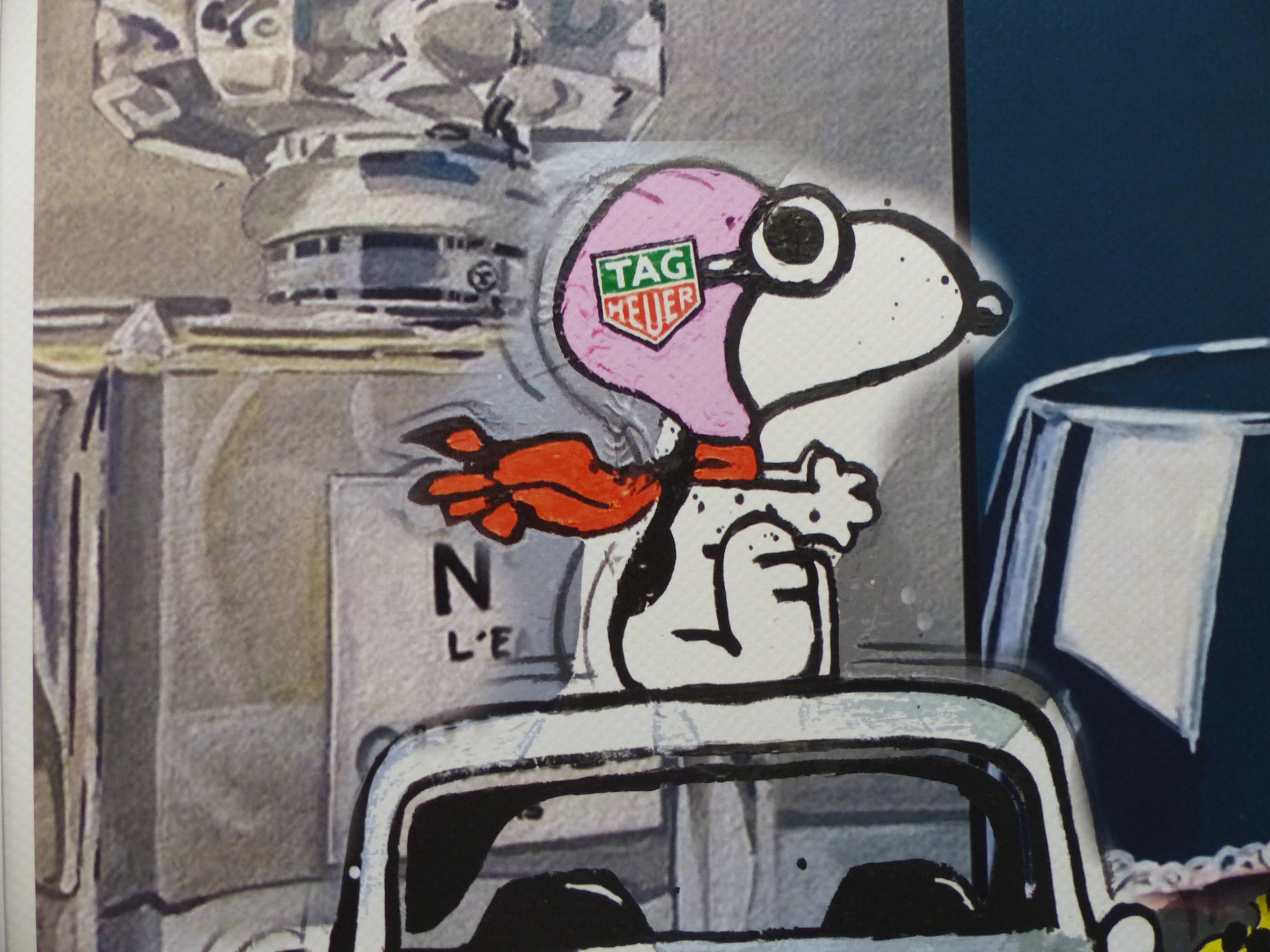 DEATH NYC Lithographie "Snoopy with Porsche" "im wertigen Holzrahmen" ltd.Edit. of "120" 3D Siegel COA