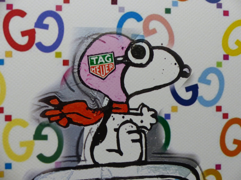 DEATH NYC Lithograpie Snoopy with Porsche im wertigen Holzrahmen ltd.Edit. of "120" COA 3D Siegel