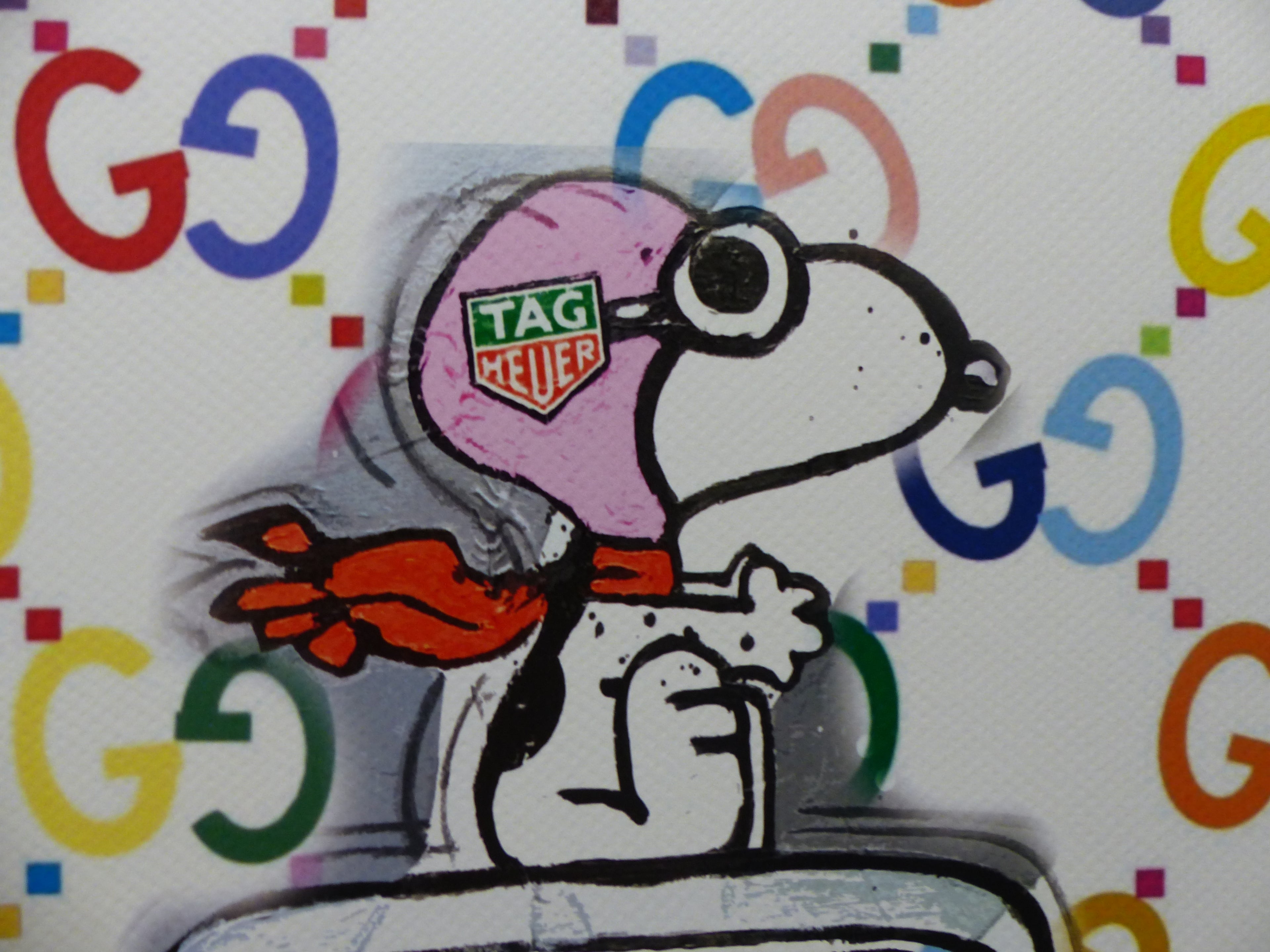 DEATH NYC Lithograpie Snoopy with Porsche im wertigen Holzrahmen ltd.Edit. of "120" COA 3D Siegel