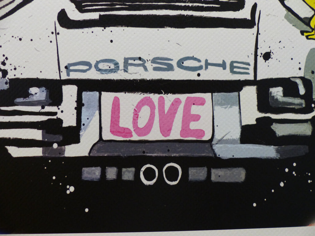 DEATH NYC Lithographie "Snoopy with Porsche" "im wertigen Holzrahmen" ltd.Edit. of "120" 3D Siegel COA