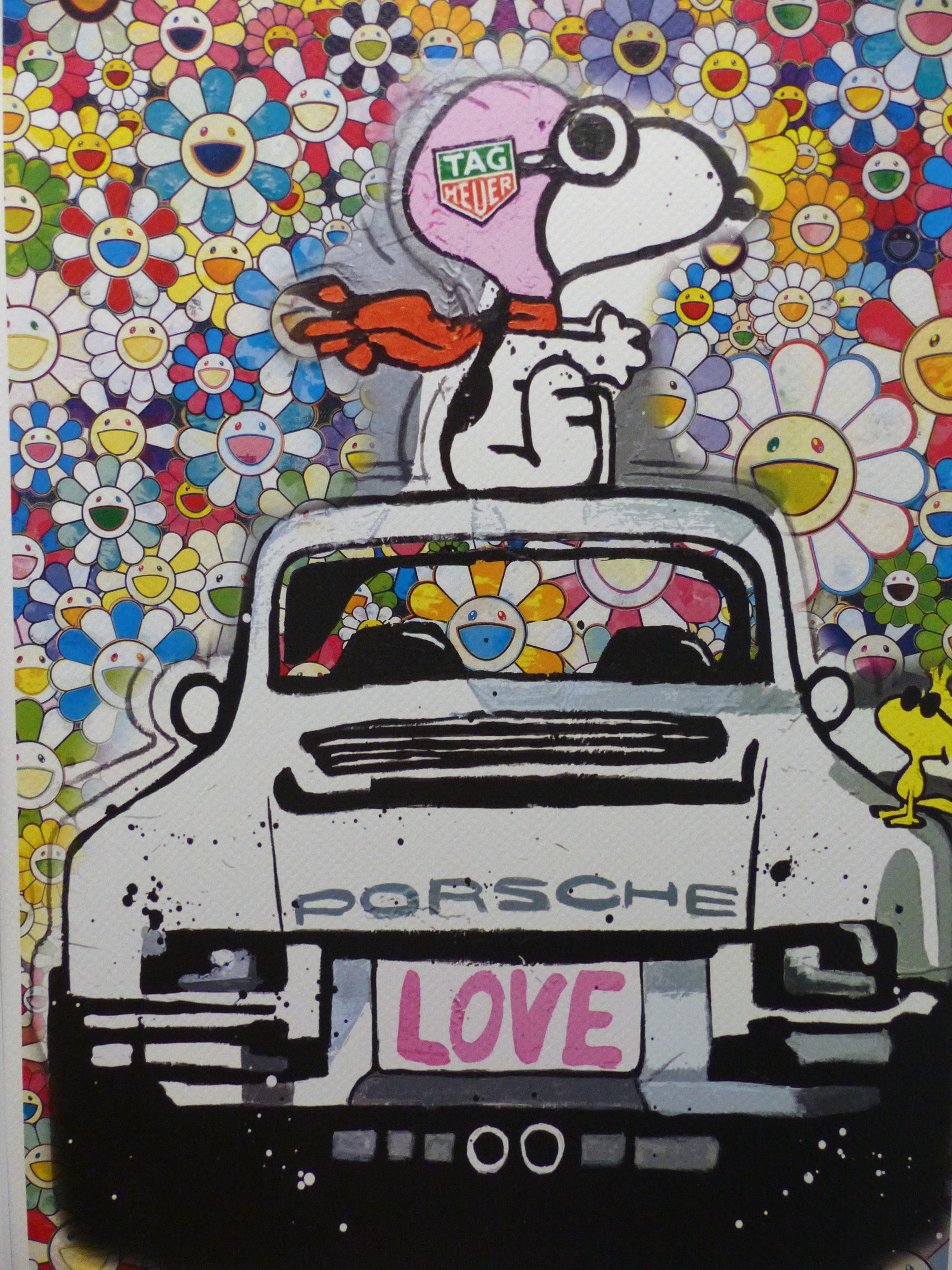 DEATH NYC Lithografie  "Snoopy with Porsche" limited Edition of "120" 3D-Siegel COA