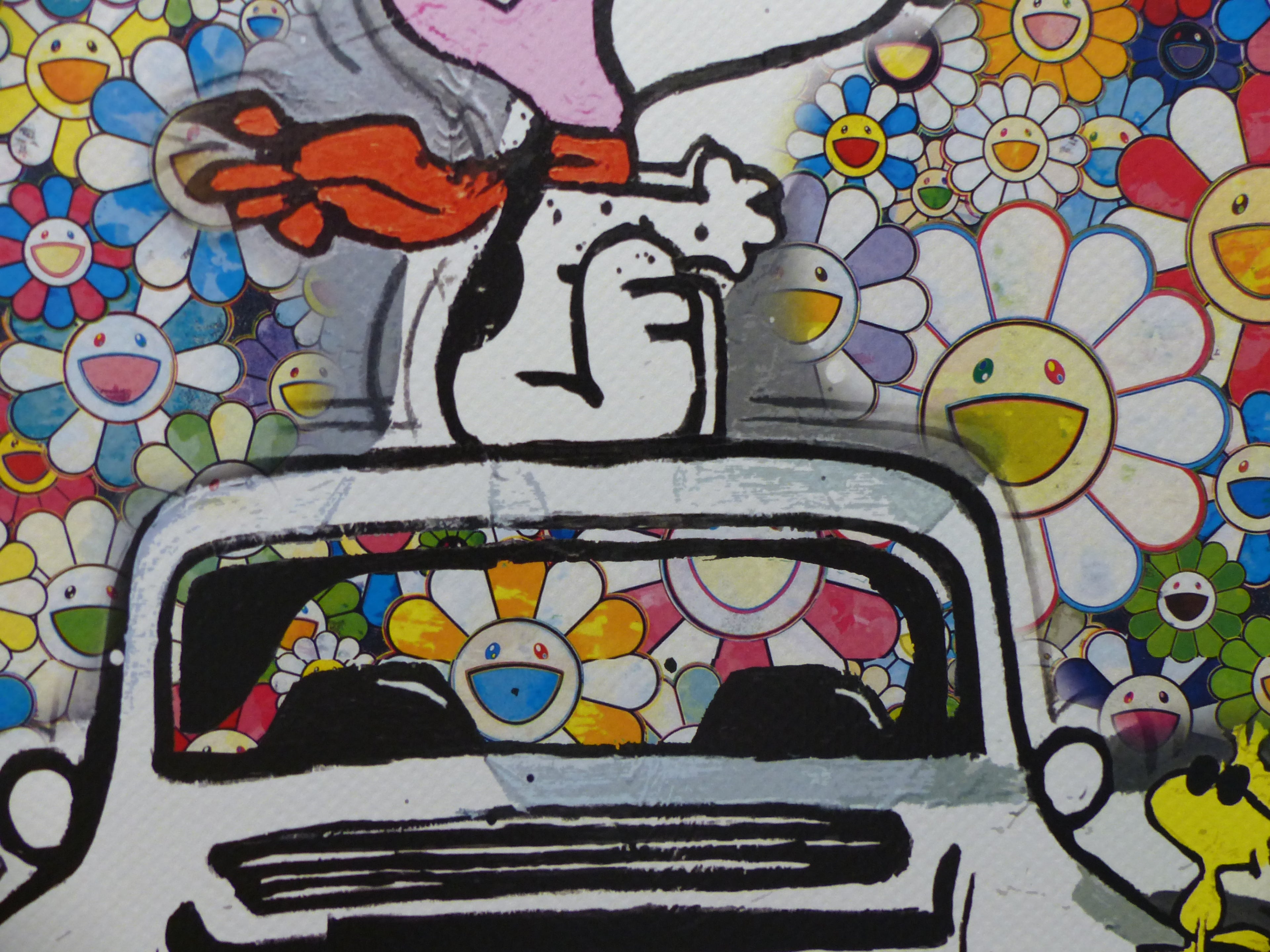 DEATH NYC Lithografie  "Snoopy with Porsche" limited Edition of "120" 3D-Siegel COA