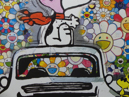 DEATH NYC Lithografie  "Snoopy with Porsche" limited Edition of "120" 3D-Siegel COA