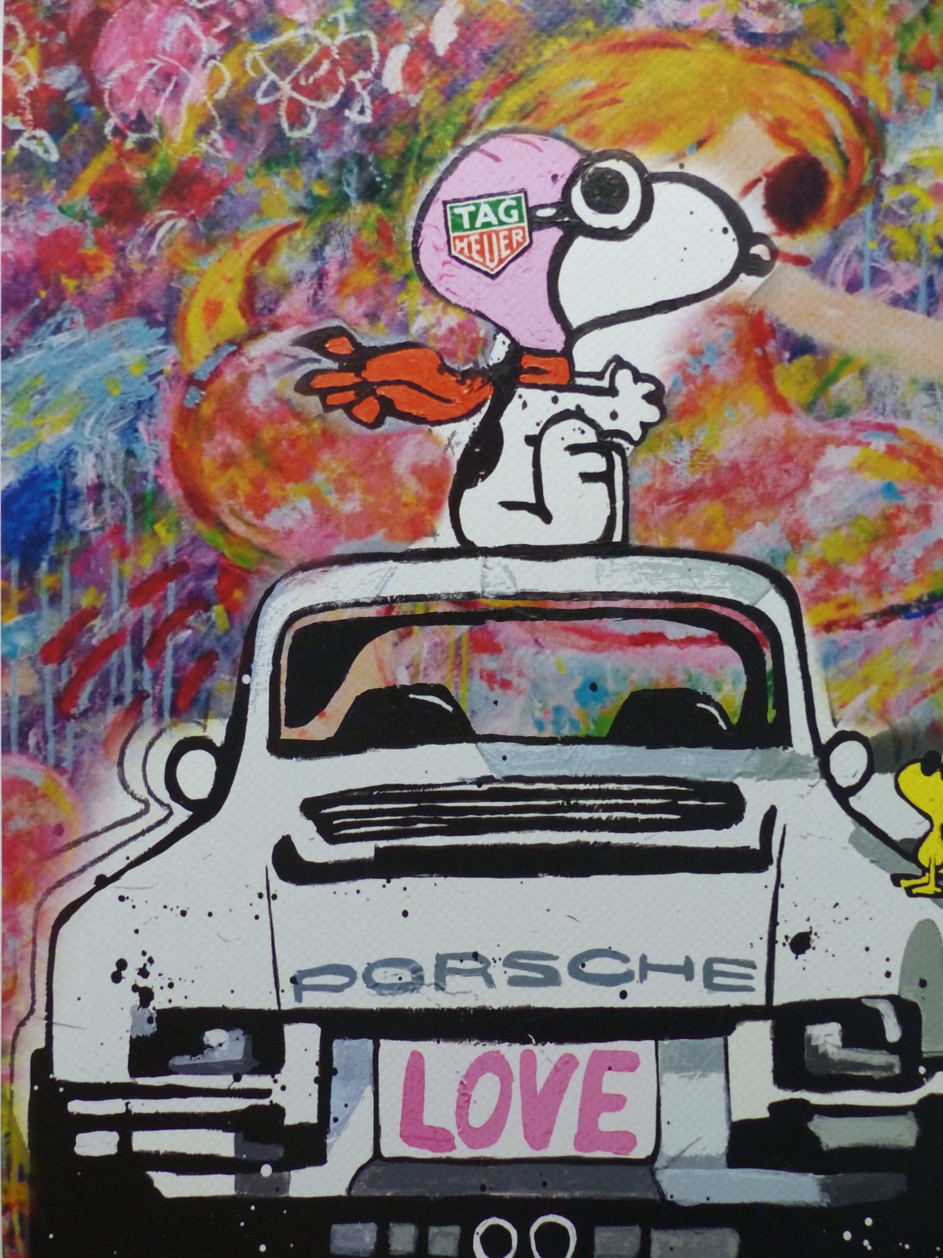 DEATH NYC Snoopy with Porsche Lithografie ltd.Edit. of "120" 3D Siegel COA