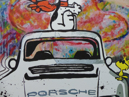 DEATH NYC Snoopy with Porsche Lithografie ltd.Edit. of "120" 3D Siegel COA