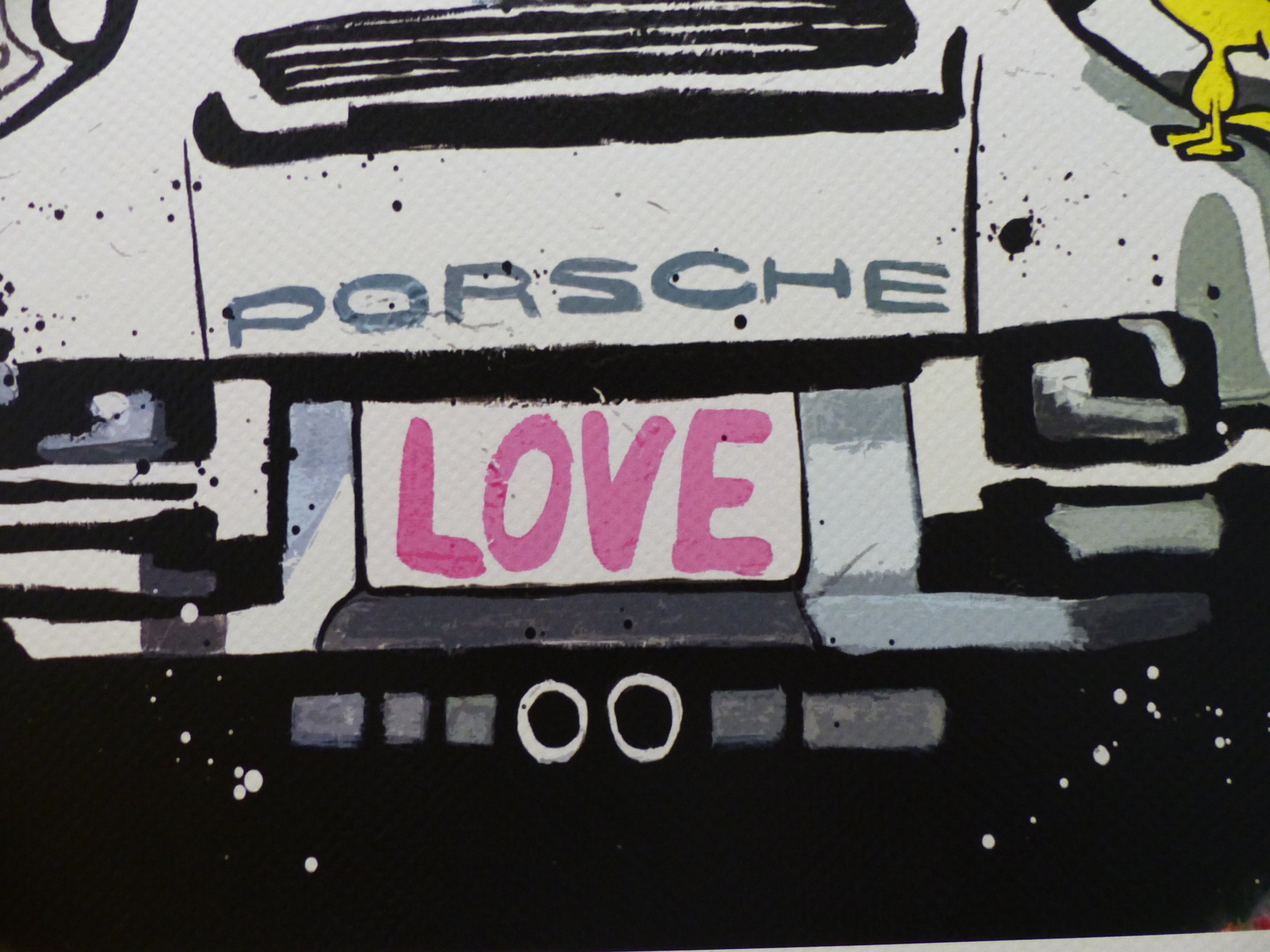 DEATH NYC Lithographie "Snoopy with Porsche" "im wertigen Holzrahmen" ltd.Edit. of "120" 3D Siegel COA