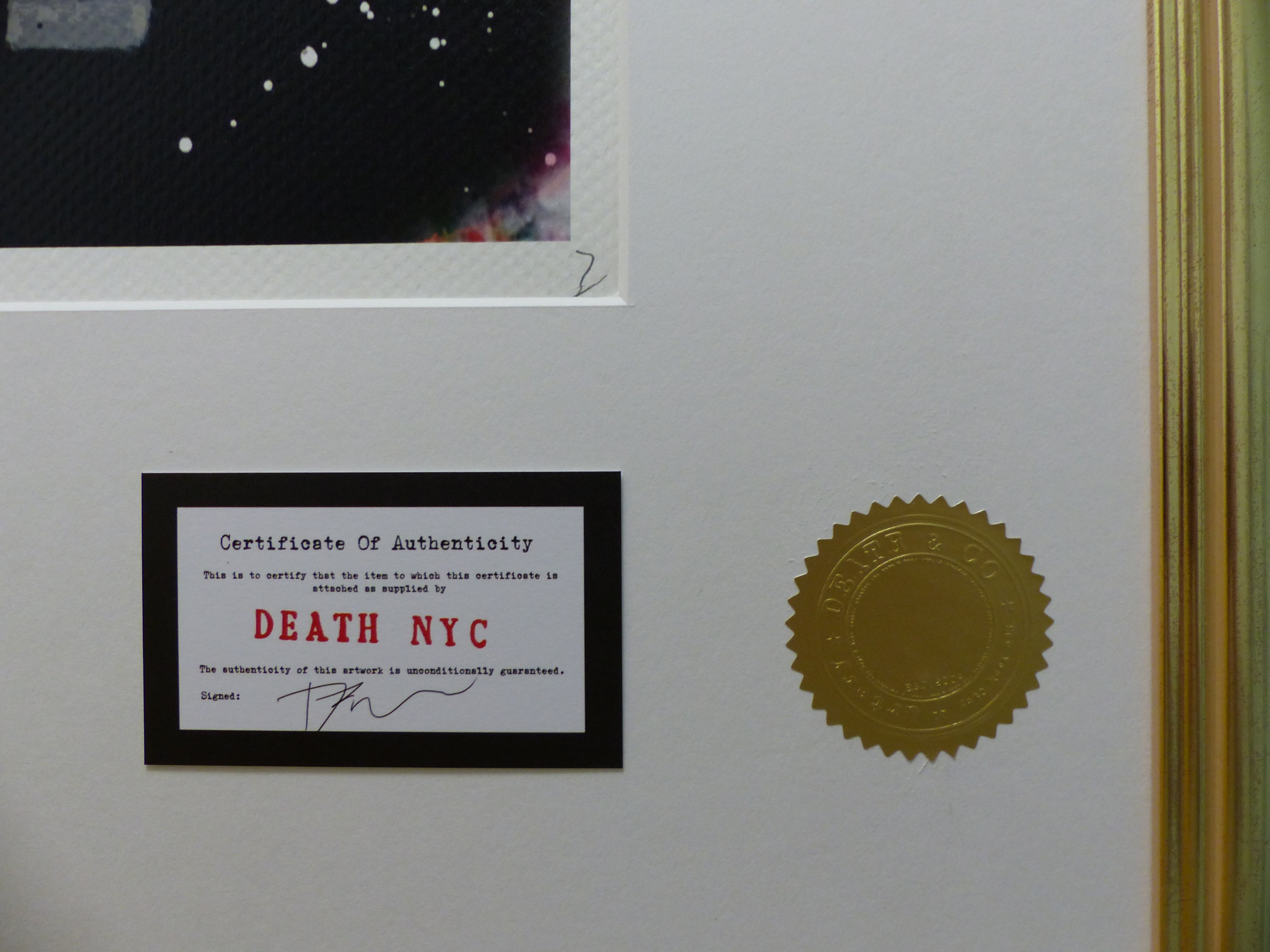 DEATH NYC Lithographie "Snoopy with Porsche" "im wertigen Holzrahmen" ltd.Edit. of "120" 3D Siegel COA