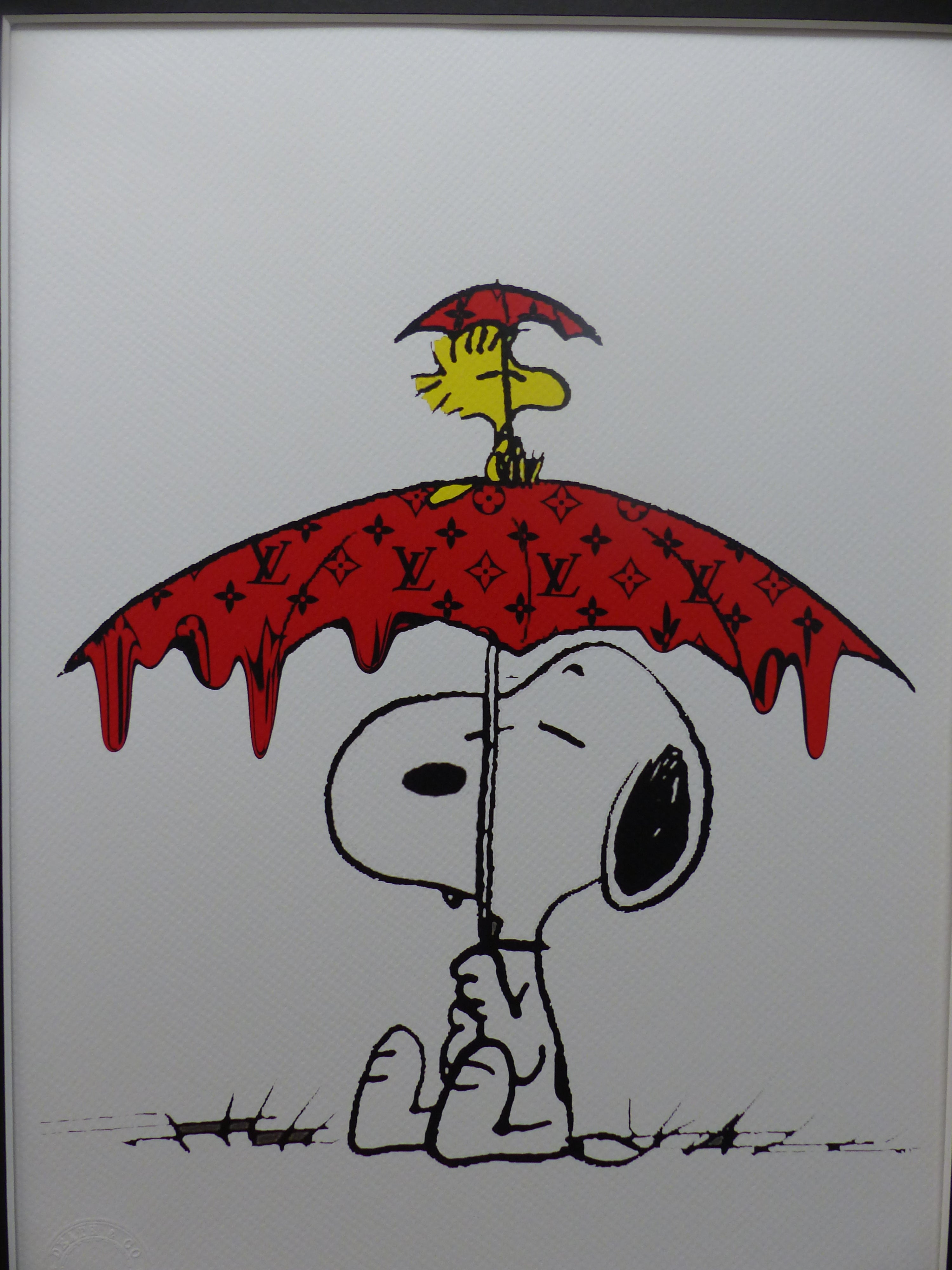 DEATH NYC fertig gerahmte Lithografie ltd. edition of "100" C.O.A. "Snoopy Woodstock chilling"