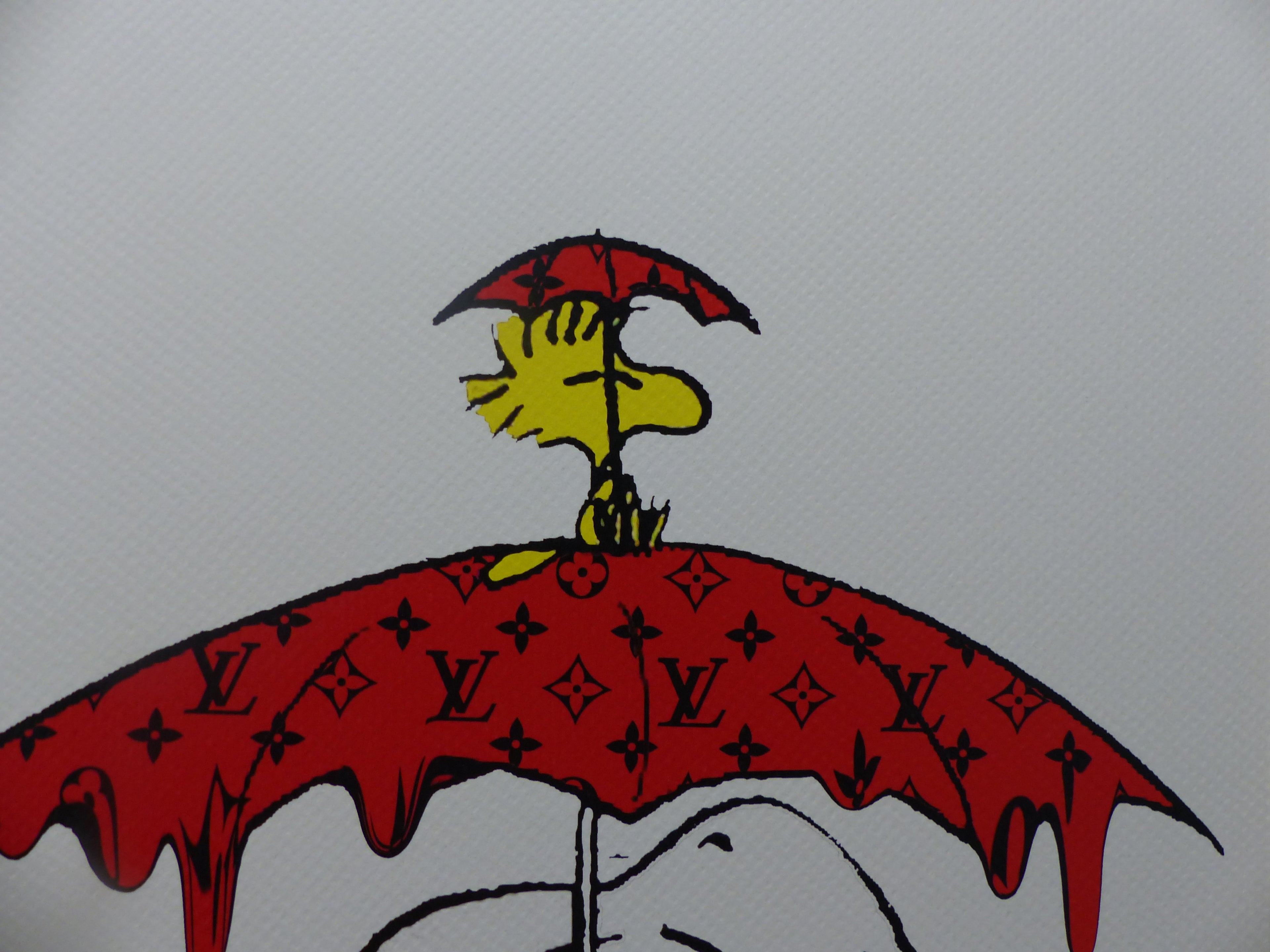 DEATH NYC fertig gerahmte Lithografie ltd. edition of "100" C.O.A. "Snoopy Woodstock chilling"