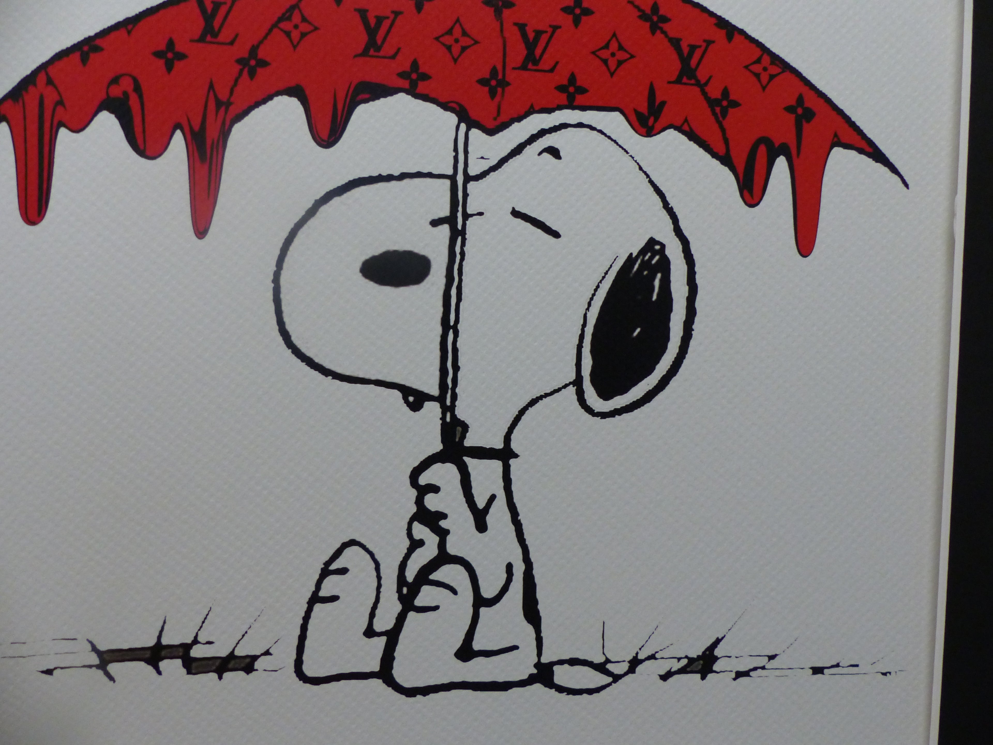 DEATH NYC fertig gerahmte Lithografie ltd. edition of "100" C.O.A. "Snoopy Woodstock chilling"