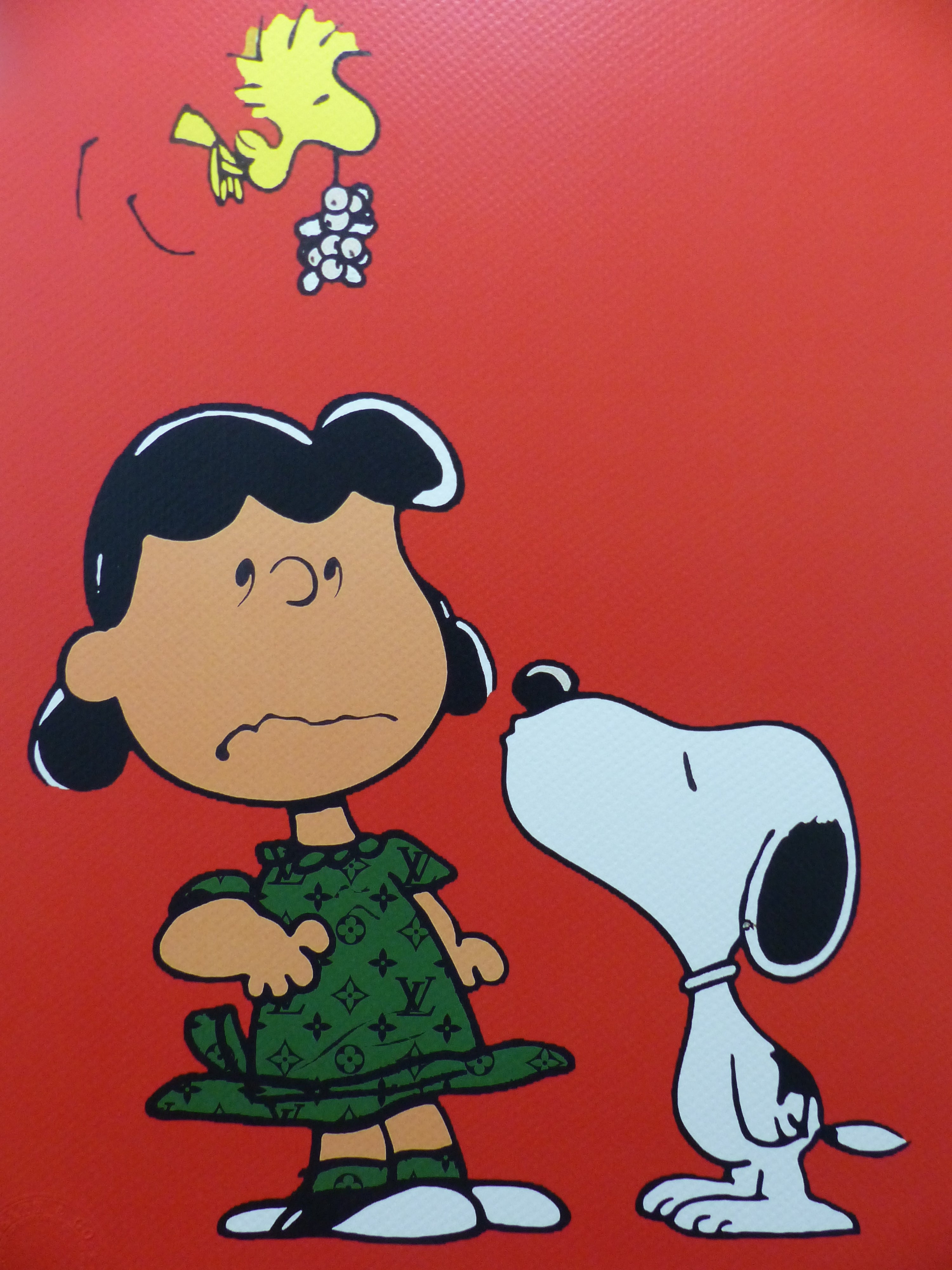 DEATH NYC "GERAHMT" Lithografie ltd. edition of 120 "Snoopy kiss Lucy" 3D Siegel COA