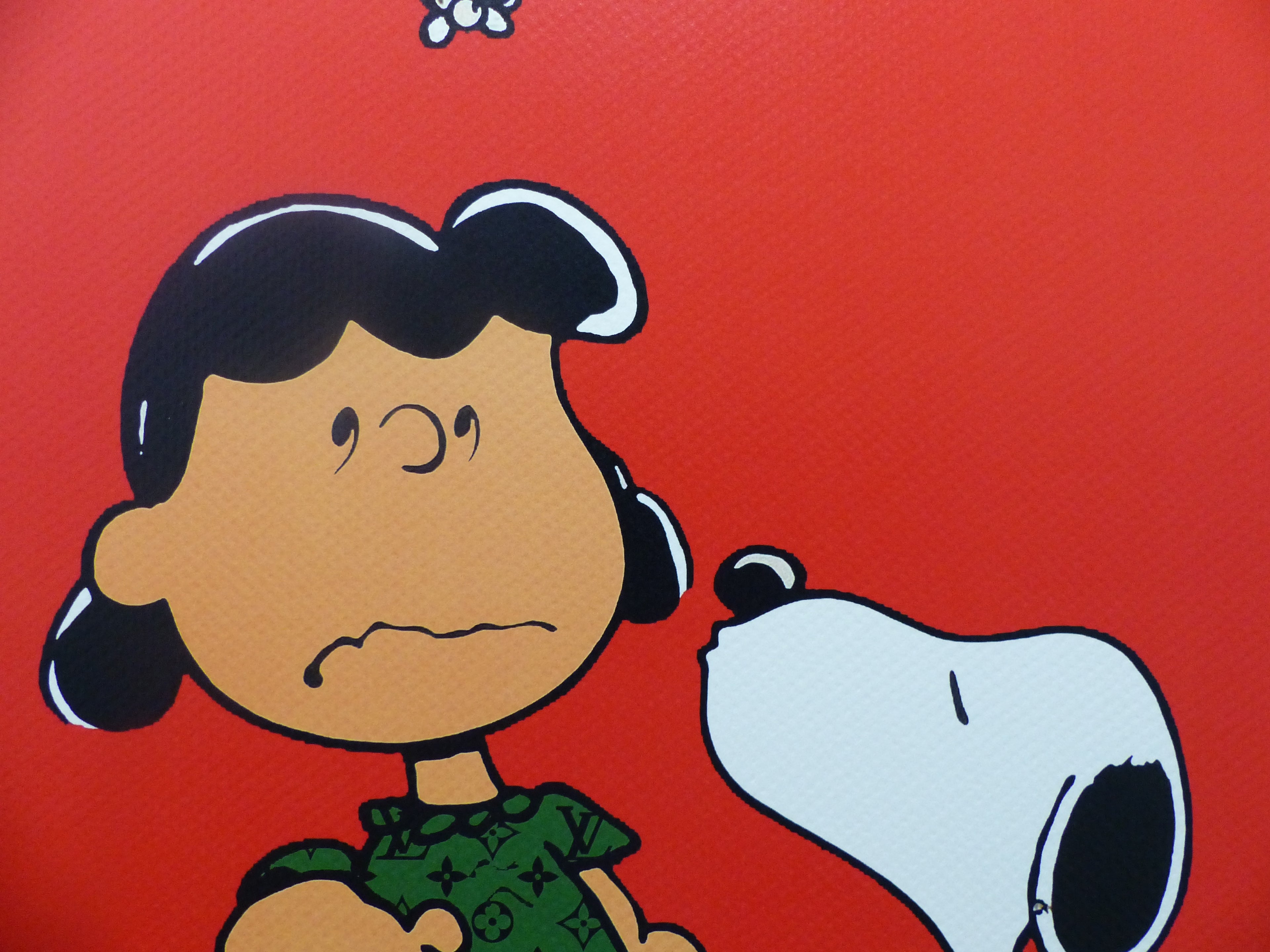 DEATH NYC "GERAHMT" Lithografie ltd. edition of 120 "Snoopy kiss Lucy" 3D Siegel COA