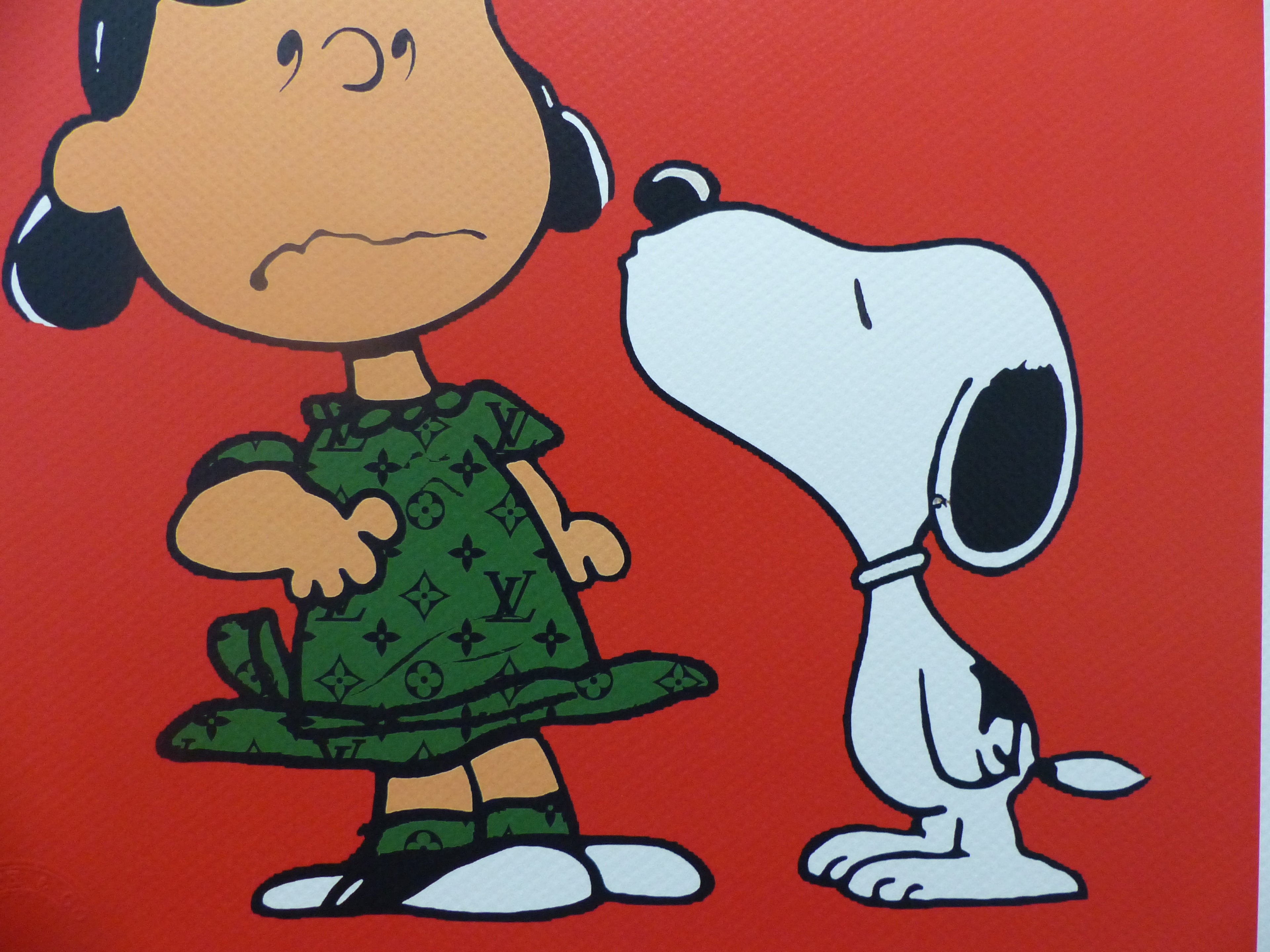 DEATH NYC "GERAHMT" Lithografie ltd. edition of 120 "Snoopy kiss Lucy" 3D Siegel COA