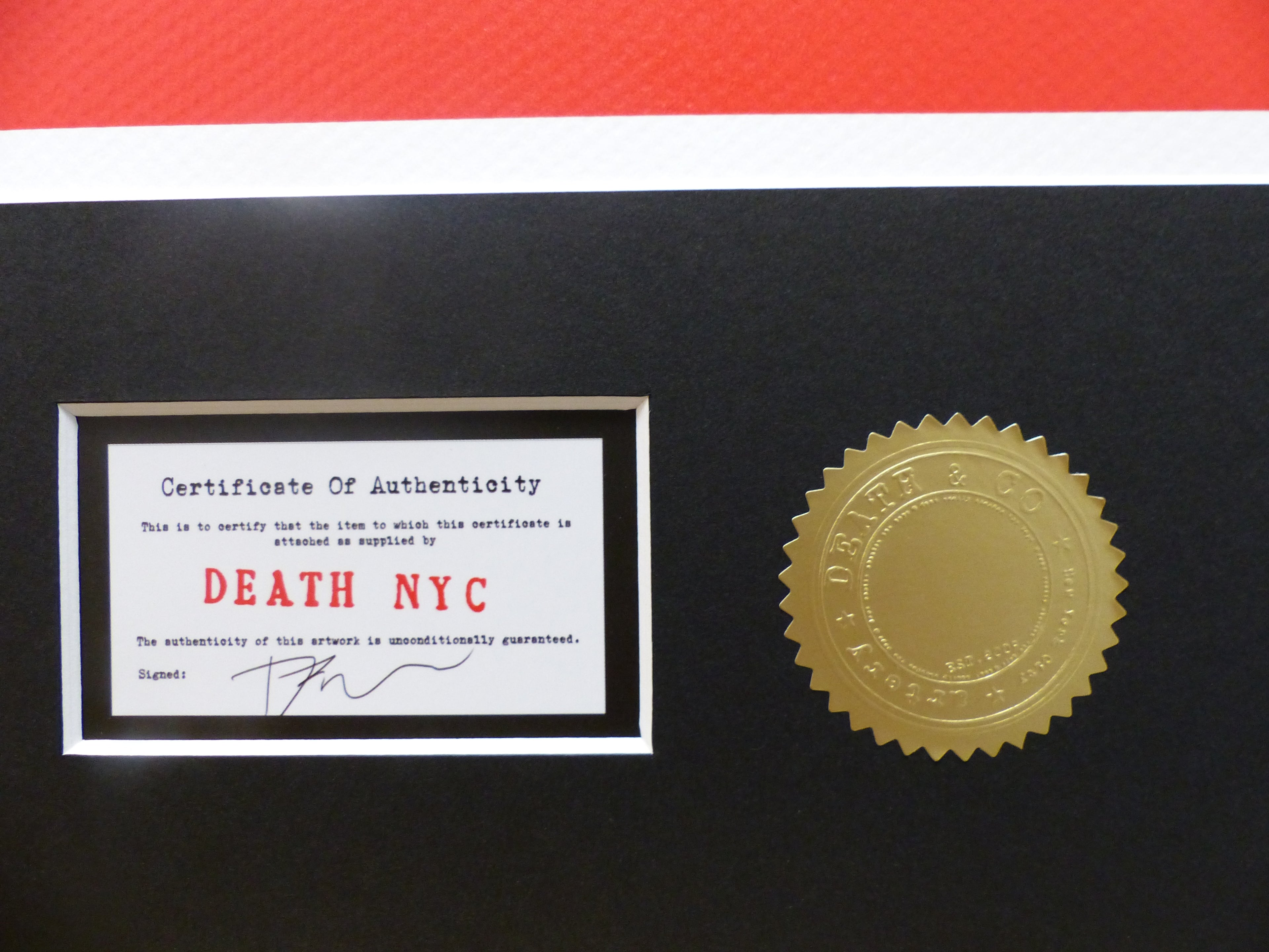 DEATH NYC "GERAHMT" Lithografie ltd. edition of 120 "Snoopy kiss Lucy" 3D Siegel COA