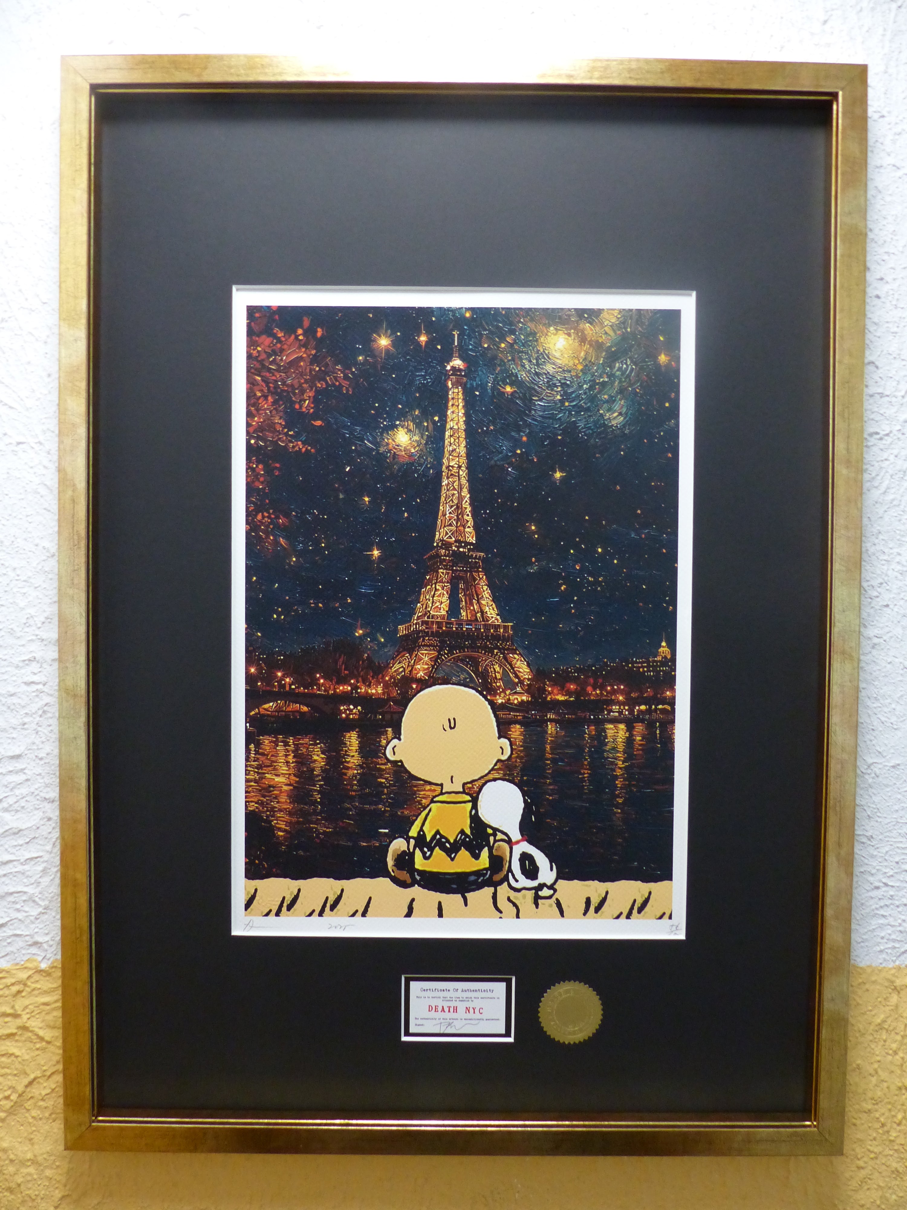 DEATH NYC fertig gerahmte Lithografie ltd.Edit. of 100 "Charly Brown and Snoopy" 3D Siegel
