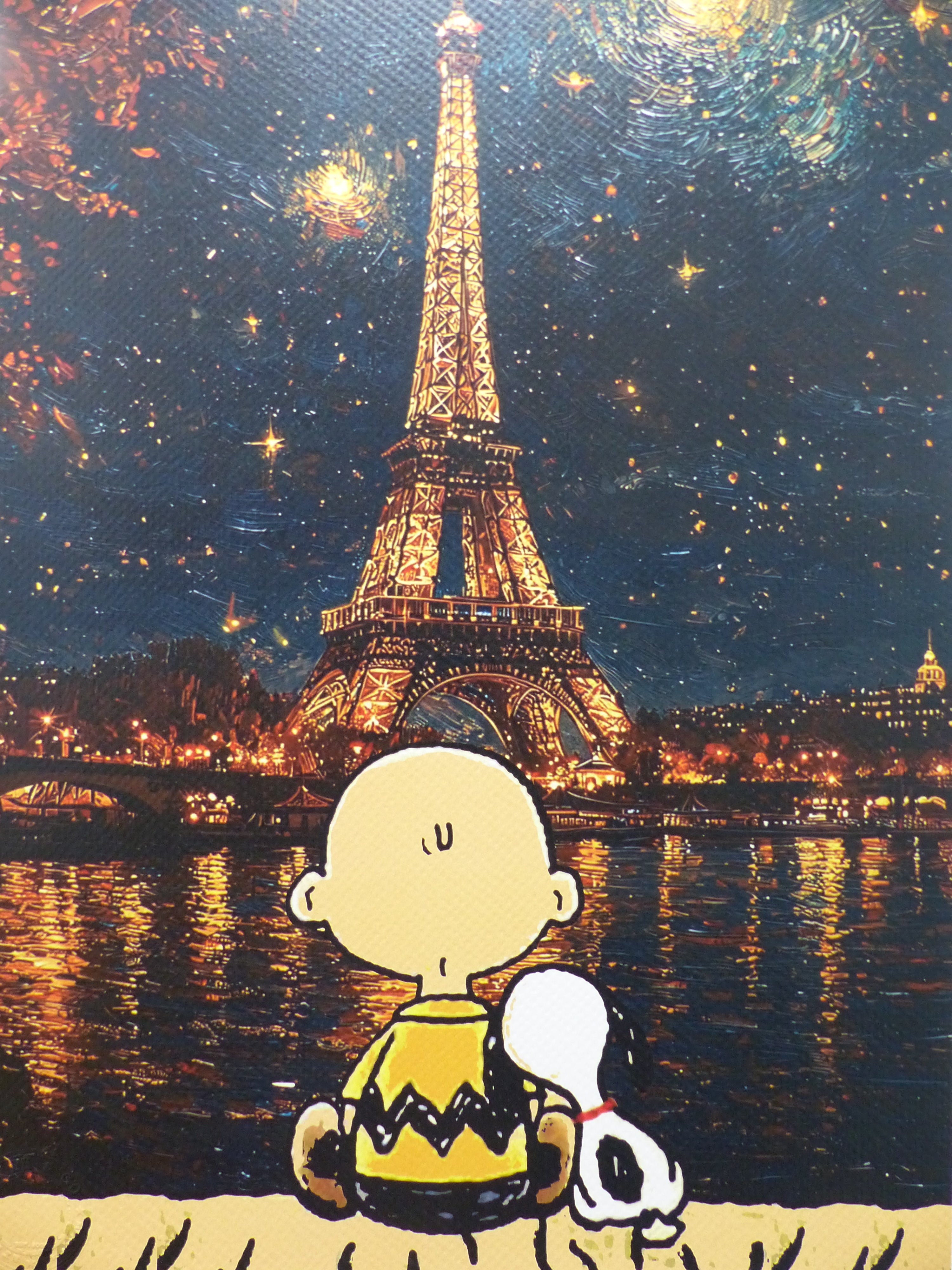 DEATH NYC fertig gerahmte Lithografie ltd.Edit. of 100 "Charly Brown and Snoopy" 3D Siegel