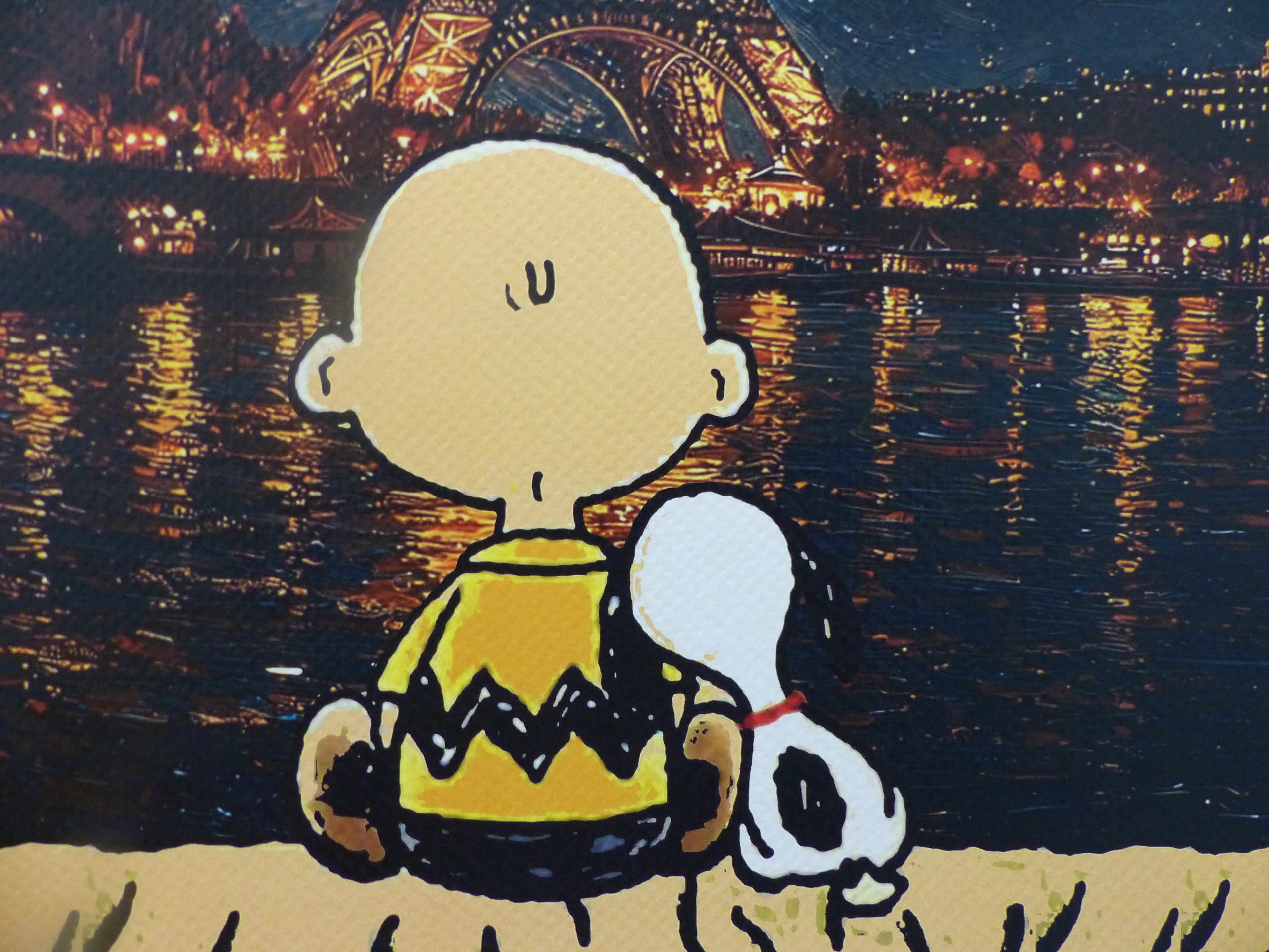 DEATH NYC fertig gerahmte Lithografie ltd.Edit. of 100 "Charly Brown and Snoopy" 3D Siegel
