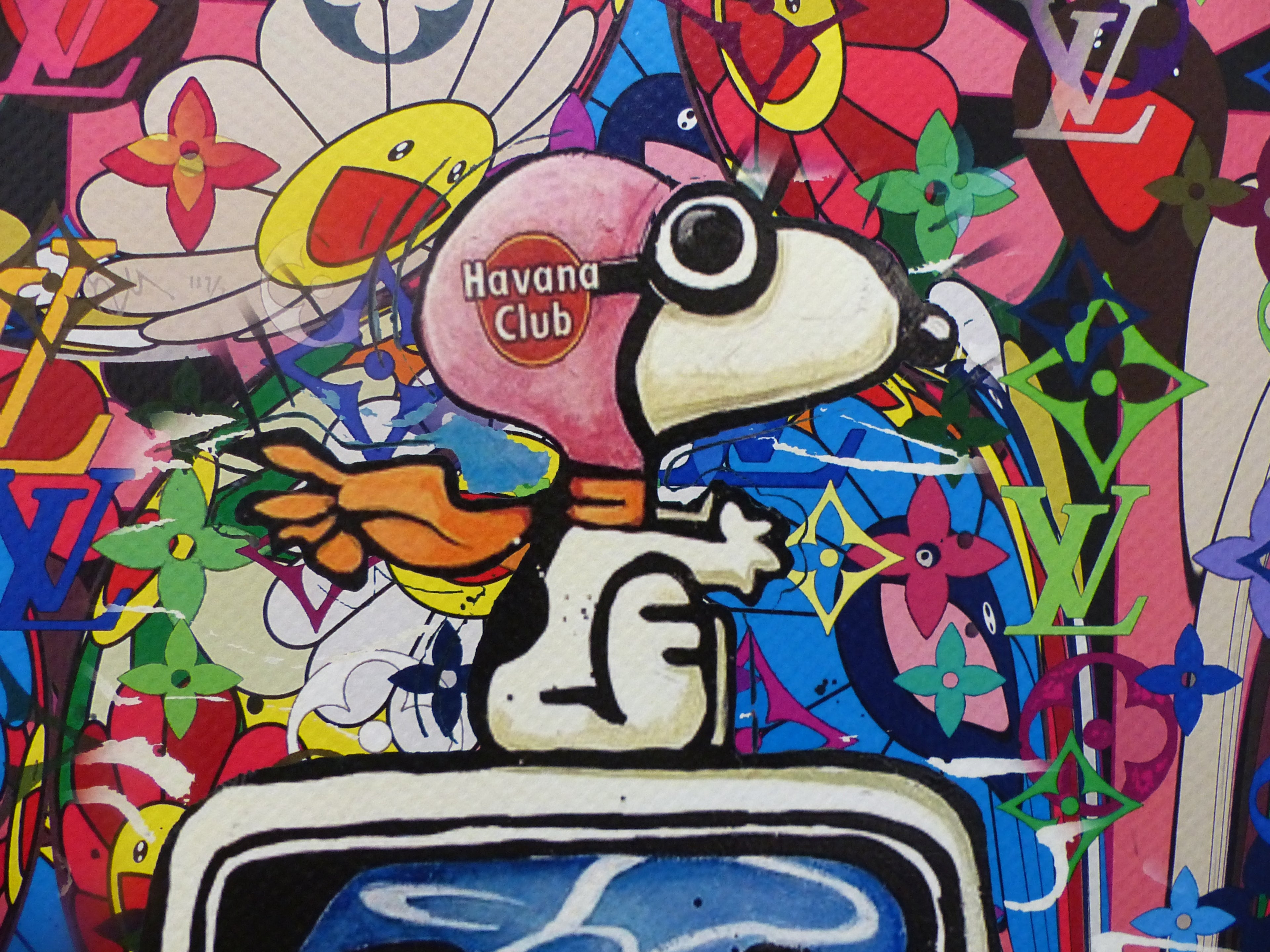 DEATH NYC Lithografie im wertigen Holzrahmen ltd.Edit. of 120 "Snoopy Porsche" 3D Siegel COA