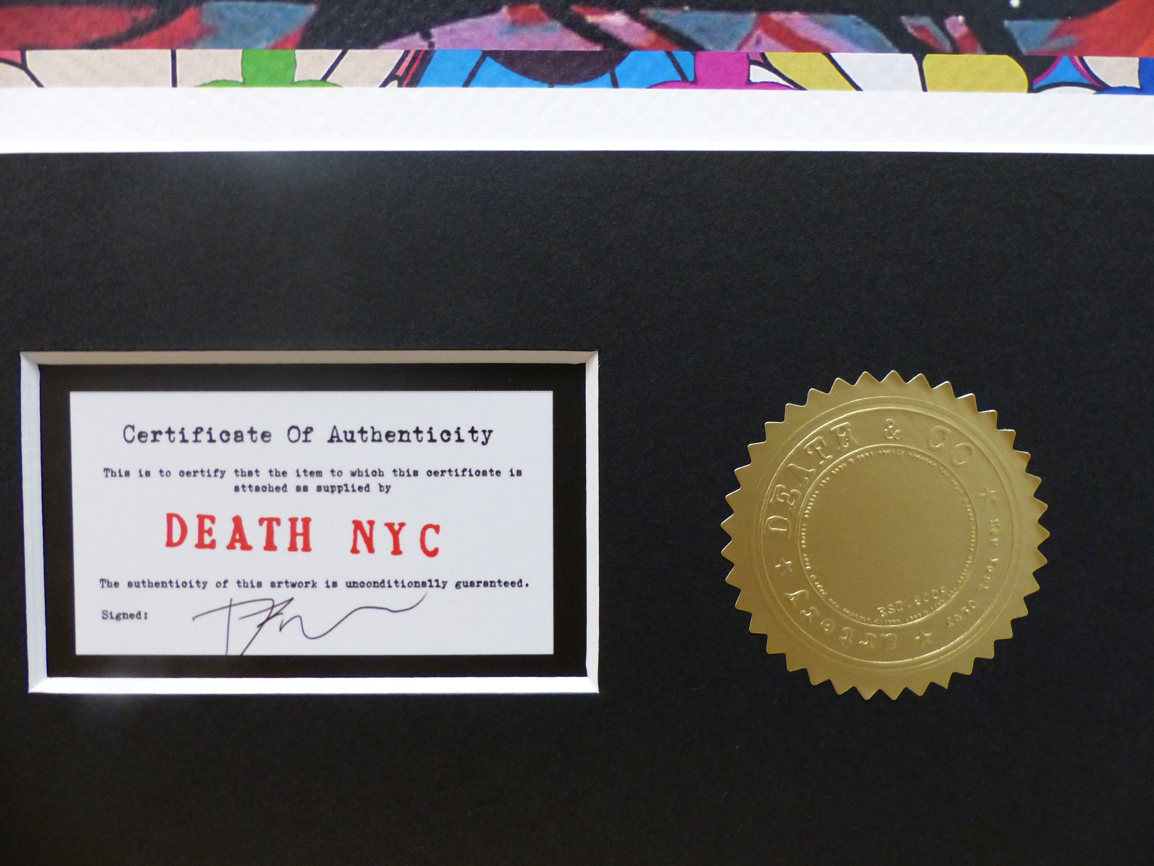 DEATH NYC Lithografie im wertigen Holzrahmen ltd.Edit. of 120 "Snoopy Porsche" 3D Siegel COA