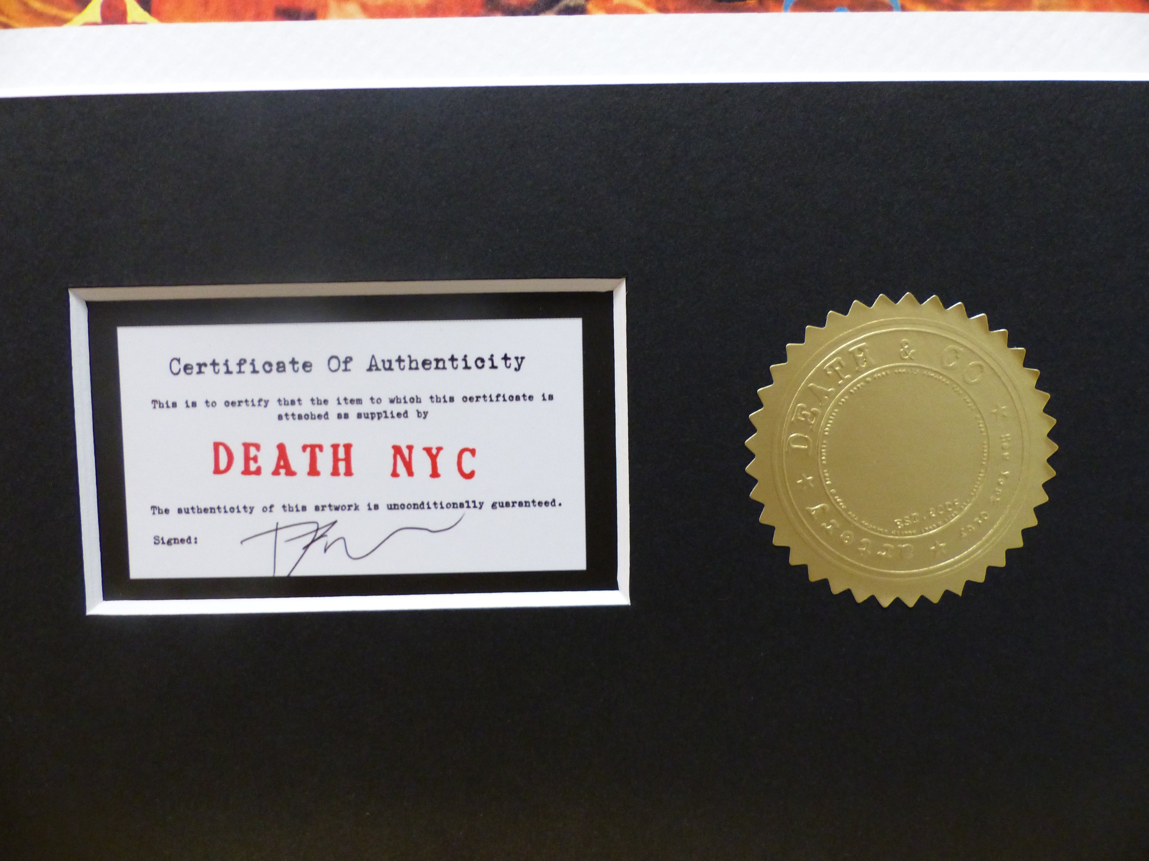 DEATH NYC "im wertigen Holzrahmen" Lithografie ltd.Edit. of "120" "Porsche" 3D Siegel