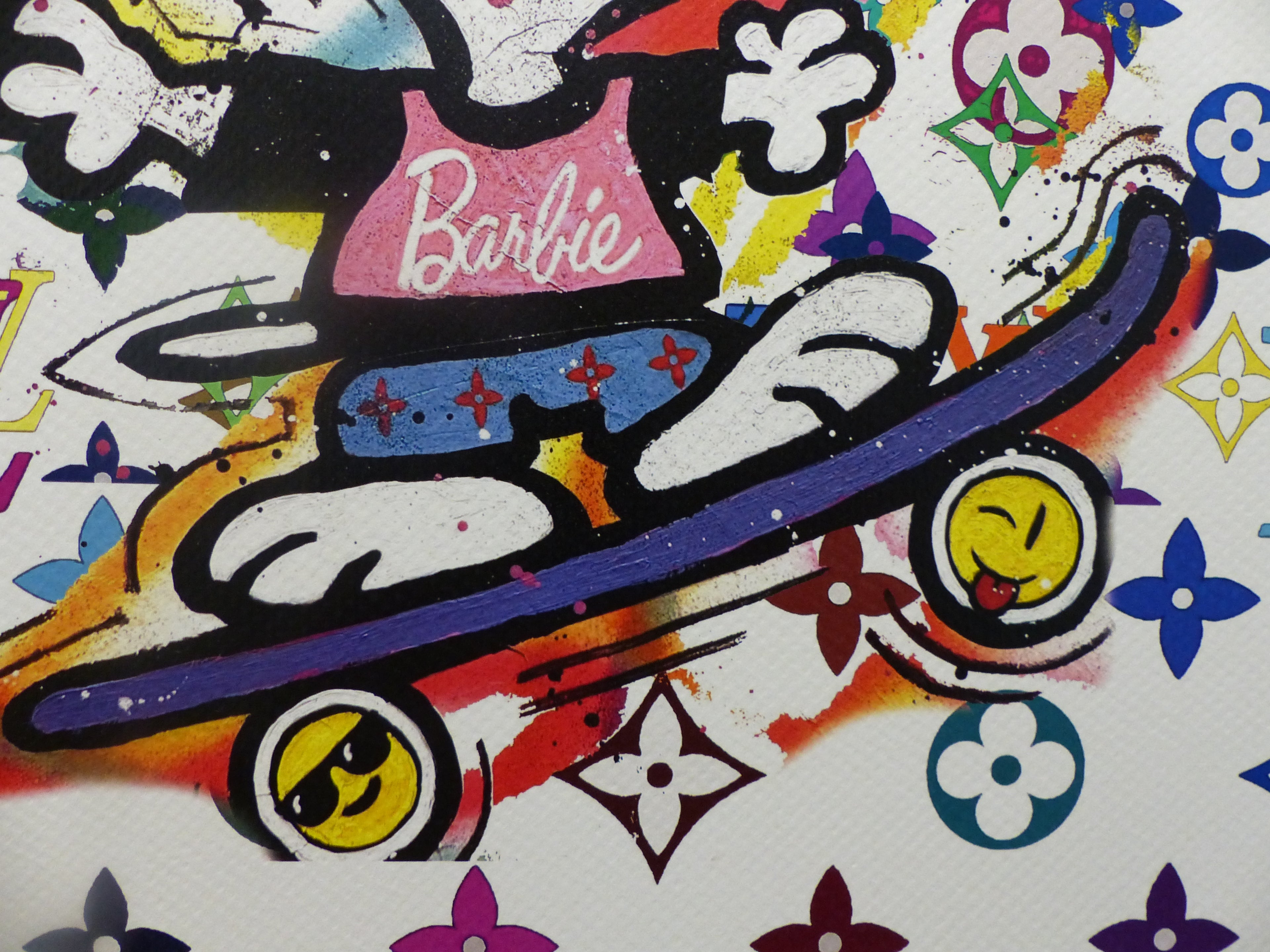 DEATH NYC fertig gerahmte Lithografie ltd. edition C.O.A. "Snoopy Barbie skateboard" 3D Siegel