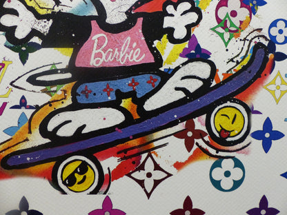 DEATH NYC fertig gerahmte Lithografie ltd. edition C.O.A. "Snoopy Barbie skateboard" 3D Siegel