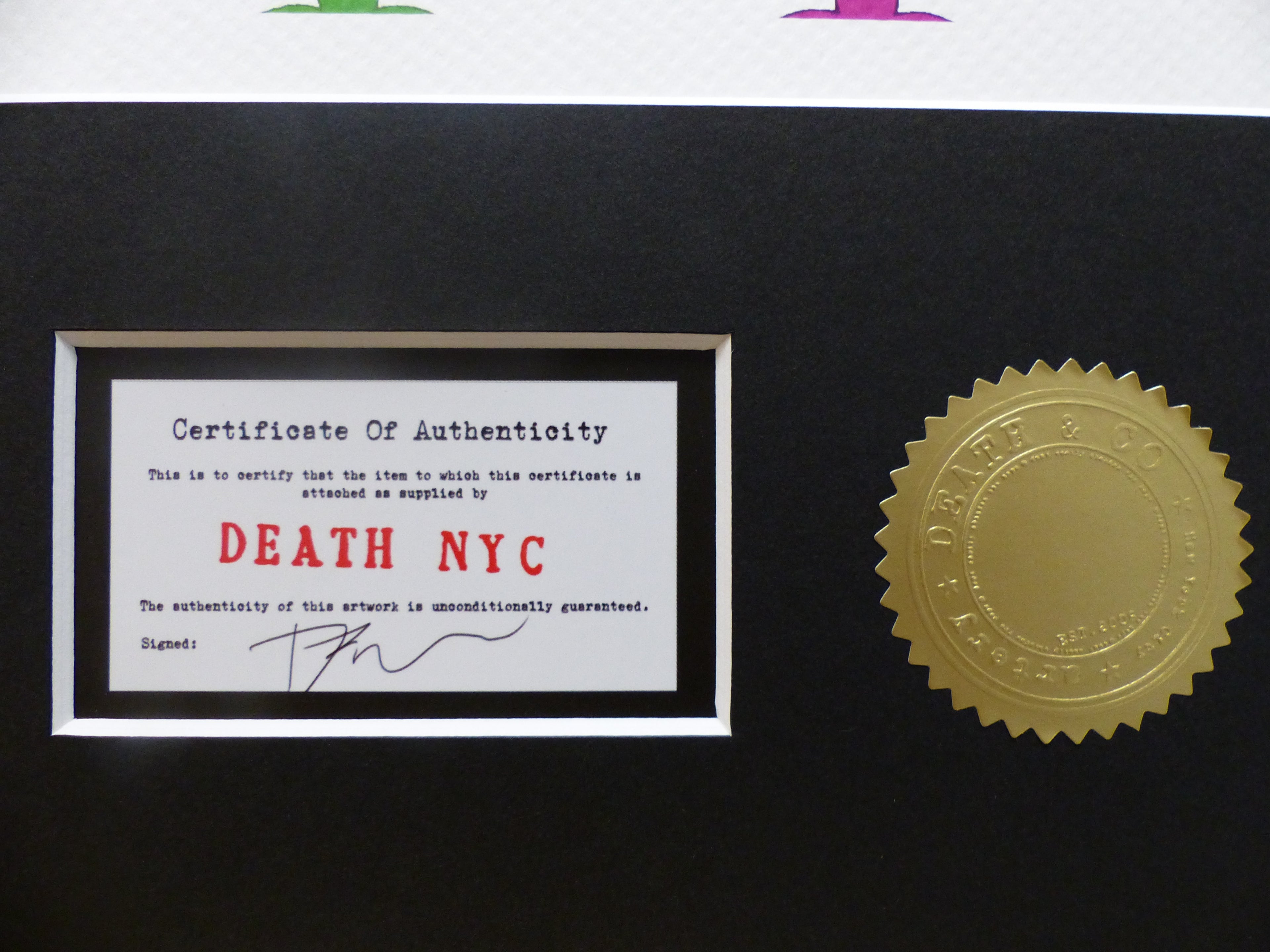 DEATH NYC fertig gerahmte Lithografie ltd. edition C.O.A. "Snoopy Barbie skateboard" 3D Siegel