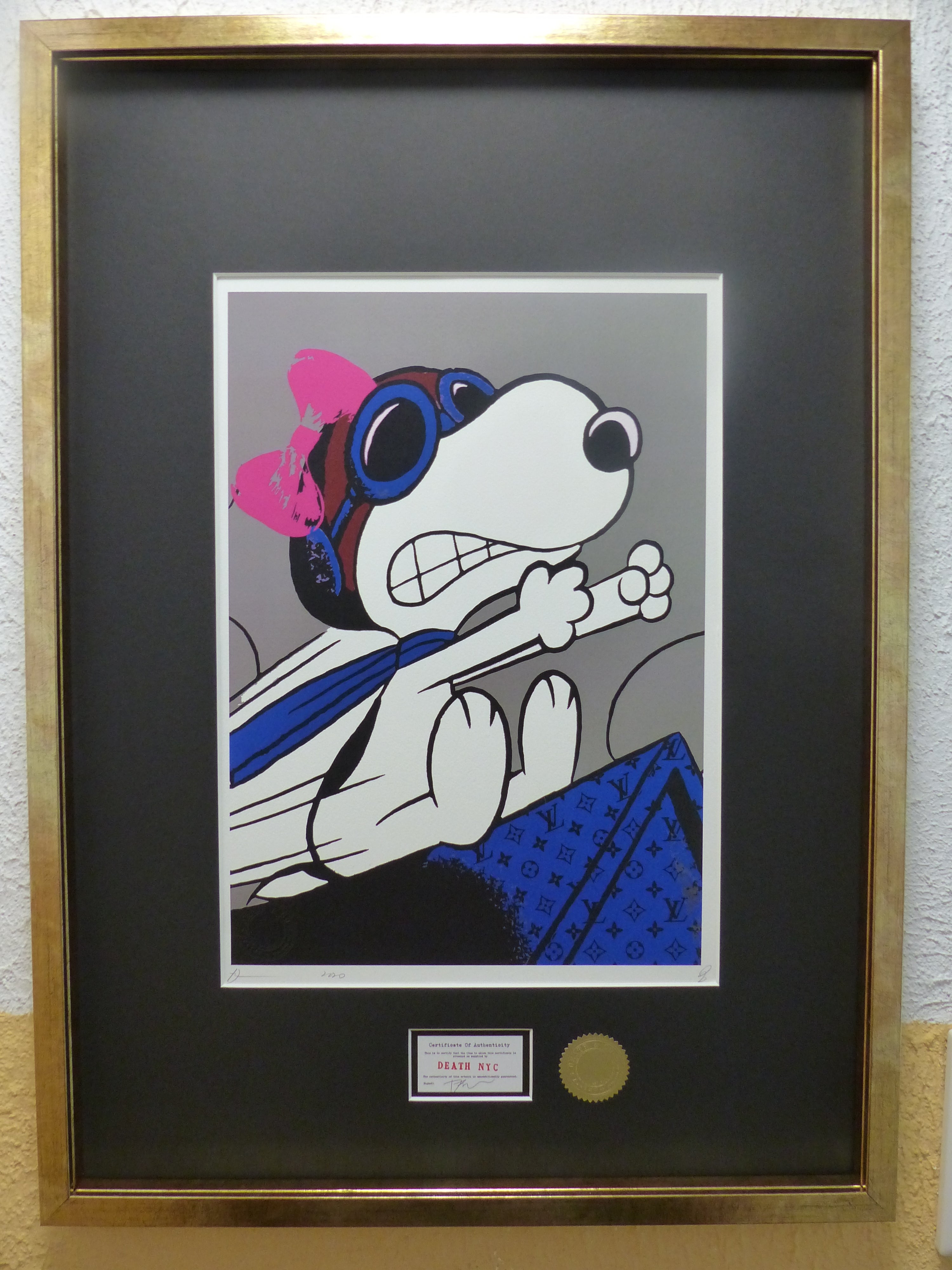 DEATH NYC fertig gerahmte Lithografie ltd.Edit. of 100 "Snoopy in rage" 3D Siegel COA
