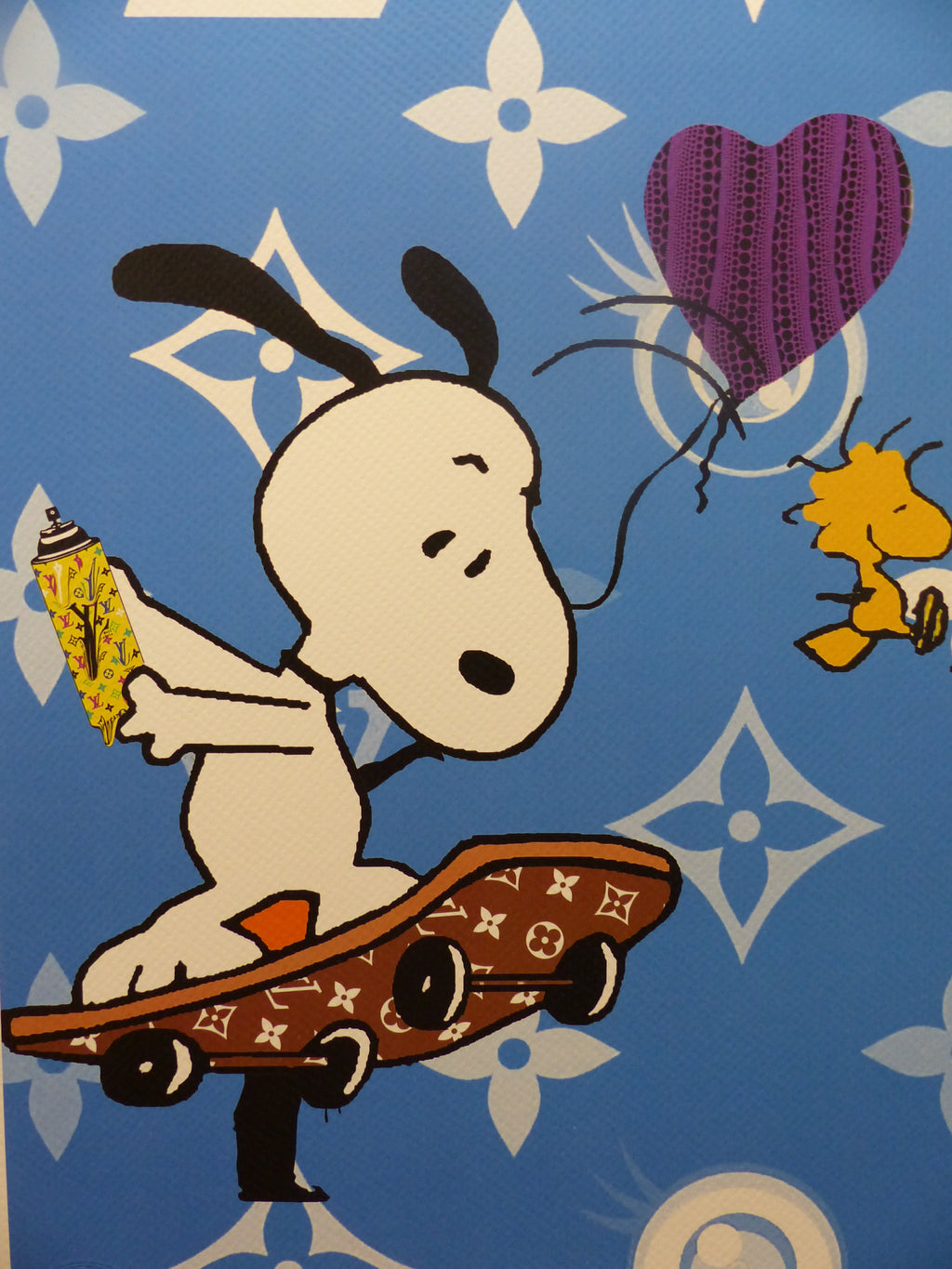 DEATH NYC fertig gerahmte Lithografie ltd.Edit. of 100 "Skateboard Snoopy" 3D Siegel COA