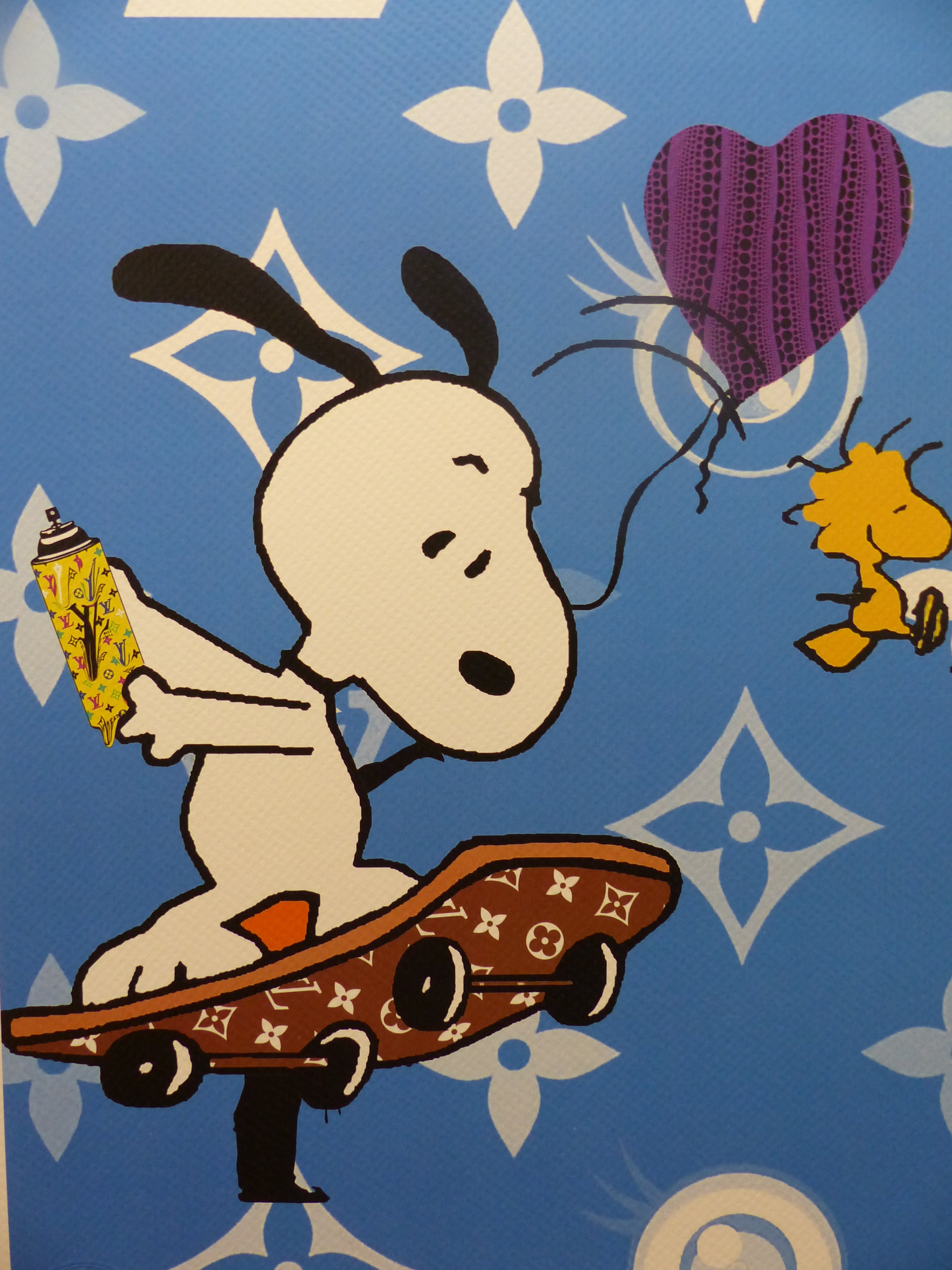 DEATH NYC fertig gerahmte Lithografie ltd.Edit. of 100 "Skateboard Snoopy" 3D Siegel COA
