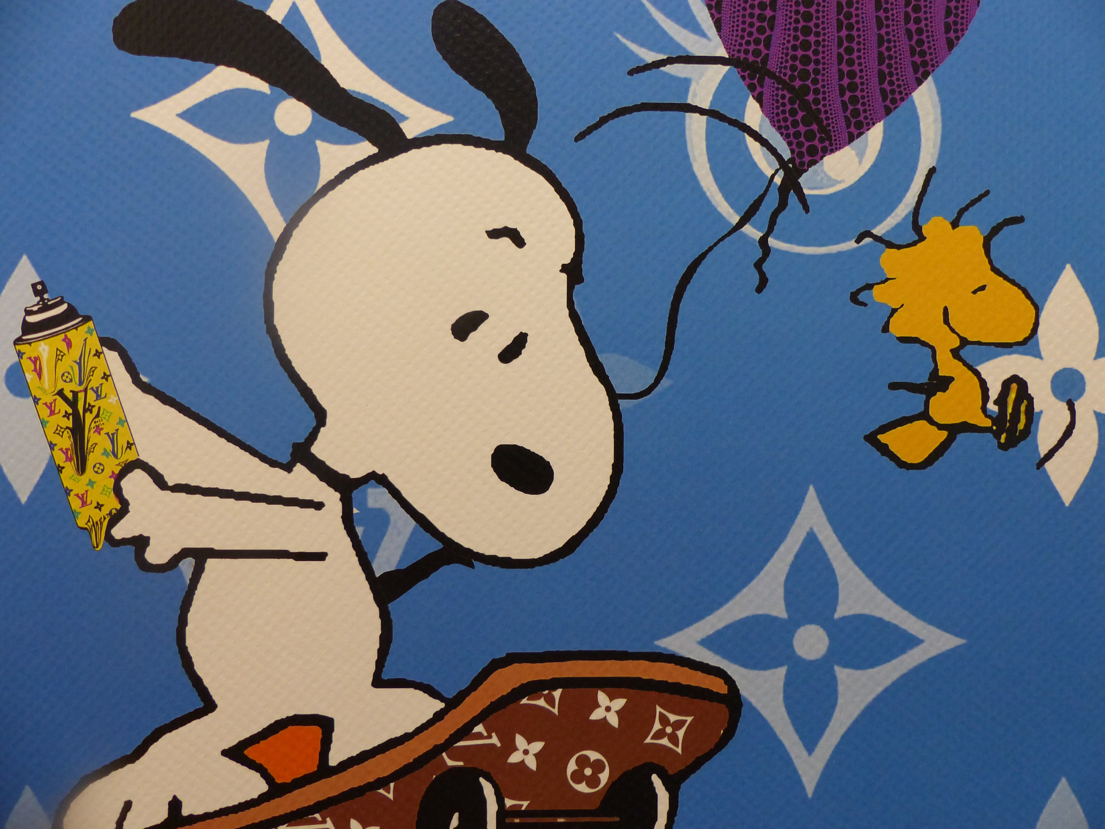 DEATH NYC fertig gerahmte Lithografie ltd.Edit. of 100 "Skateboard Snoopy" 3D Siegel COA