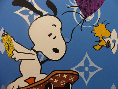 DEATH NYC fertig gerahmte Lithografie ltd.Edit. of 100 "Skateboard Snoopy" 3D Siegel COA