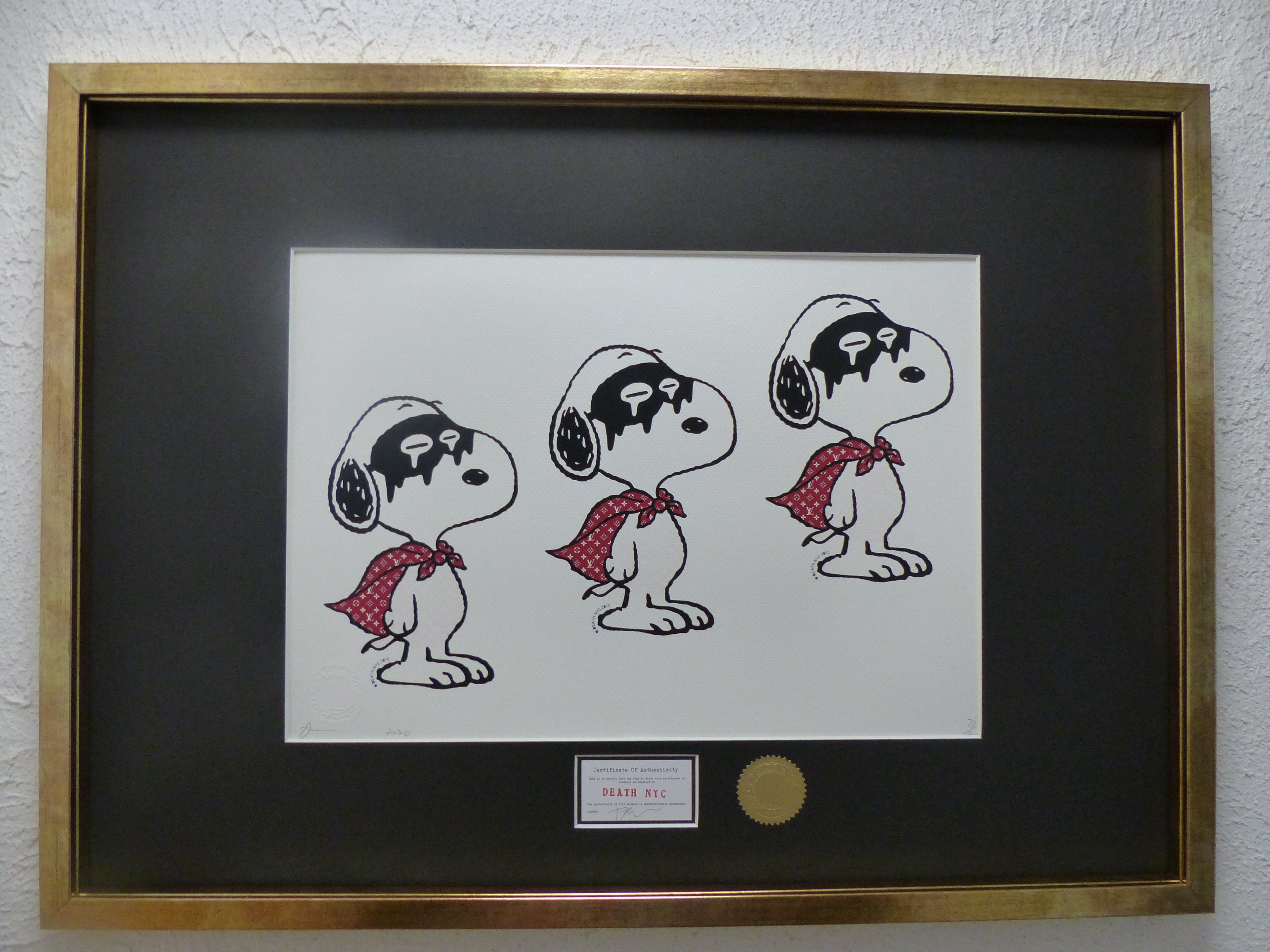 DEATH NYC fertig gerahmt Lithografie ltd. edit. of "120" C.O.A. "Snoopy  as Don Juan"