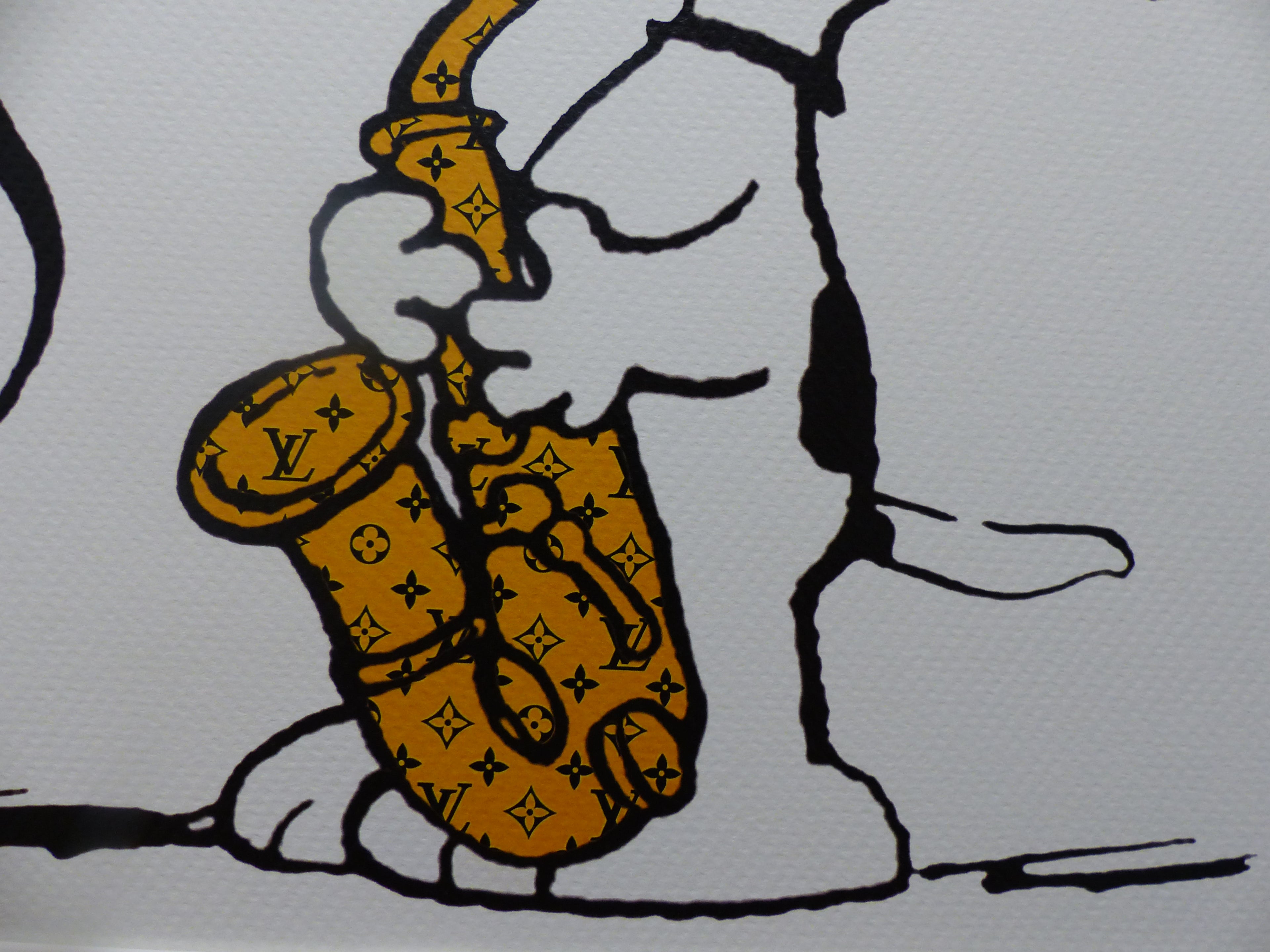 DEATH NYC "fertig gerahmt" Lithografie ltd. edition C.O.A. "Snoopy Woodstock Saxophone"