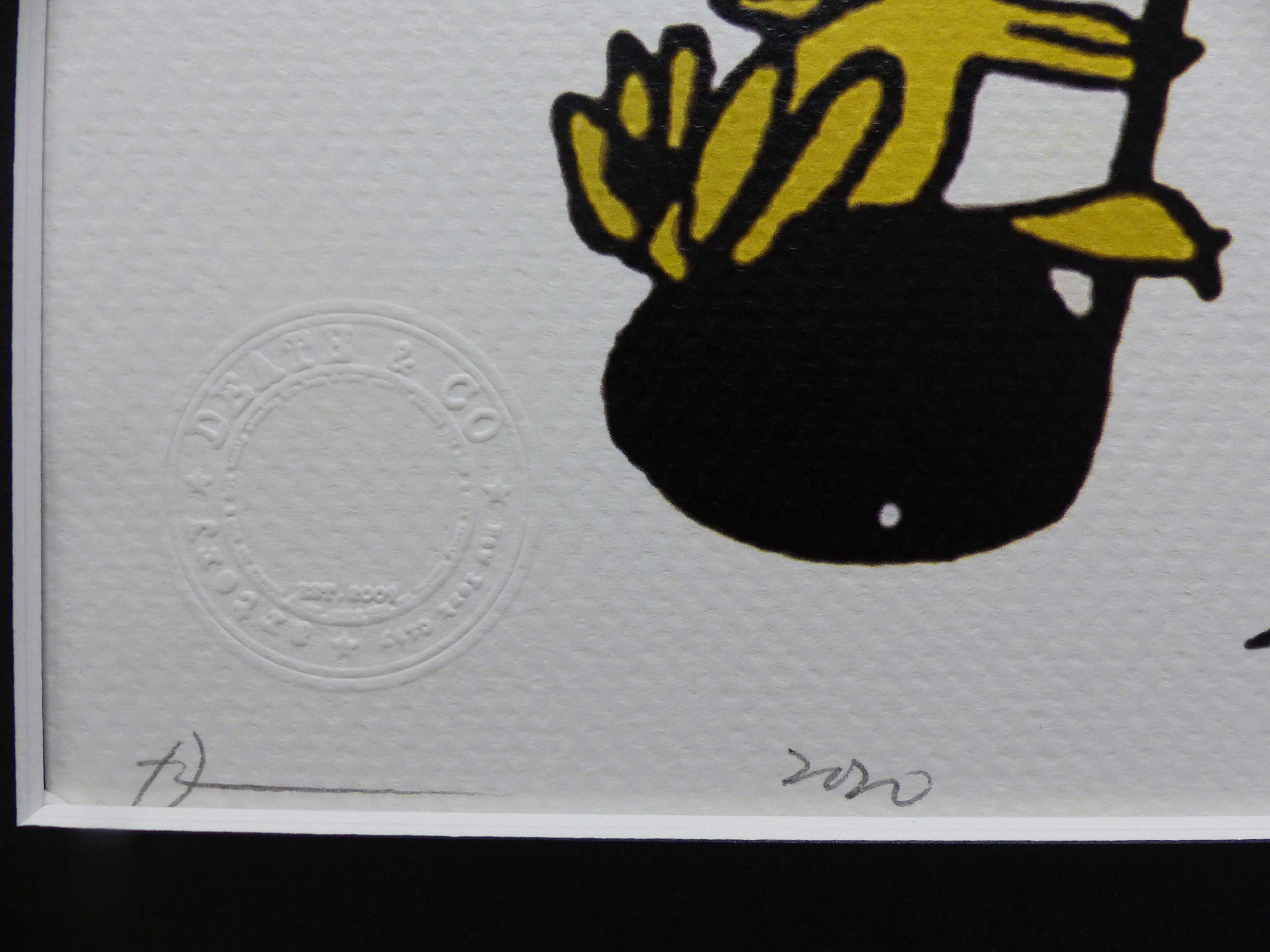 DEATH NYC "fertig gerahmt" Lithografie ltd. edition C.O.A. "Snoopy Woodstock Saxophone"