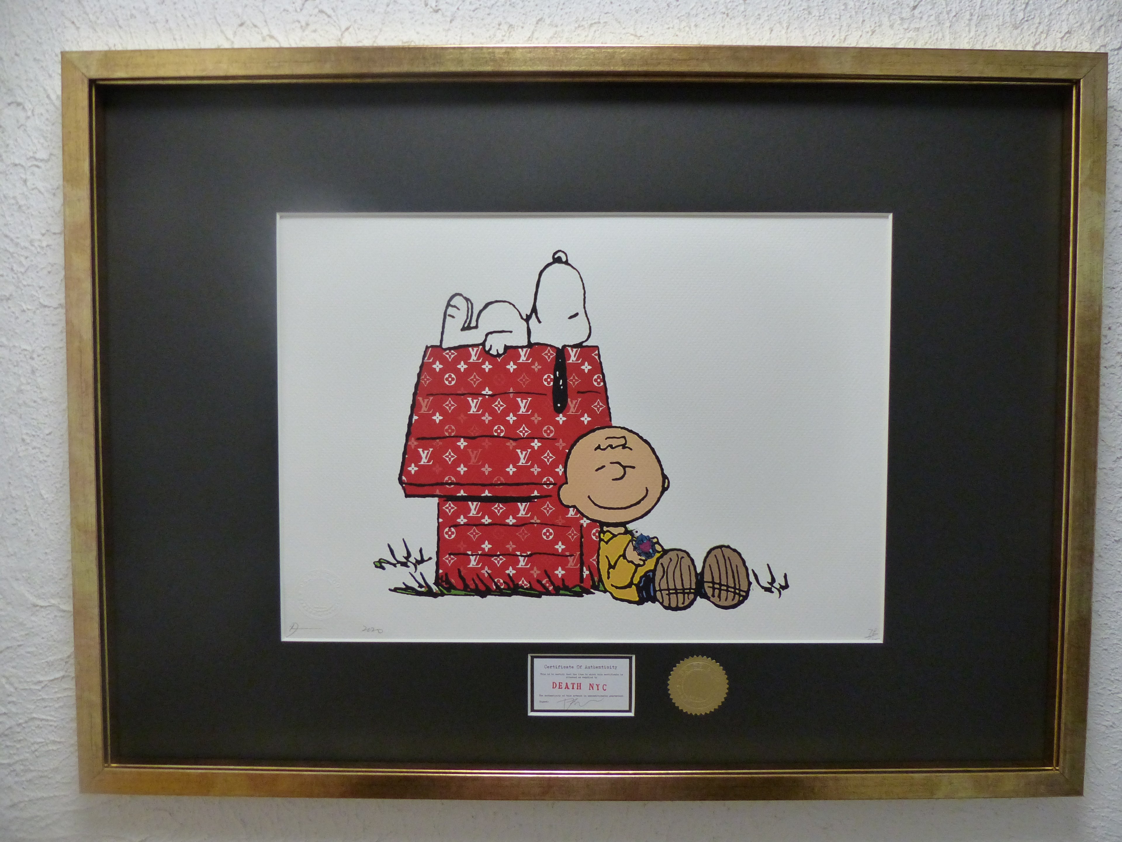 DEATH NYC "GERAHMT" Lithografie ltd. edition C.O.A. "Snoopy and Charly grenade"