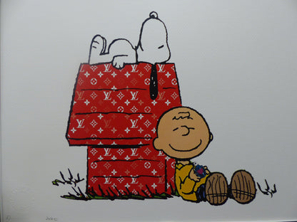 DEATH NYC "GERAHMT" Lithografie ltd. edition C.O.A. "Snoopy and Charly grenade"