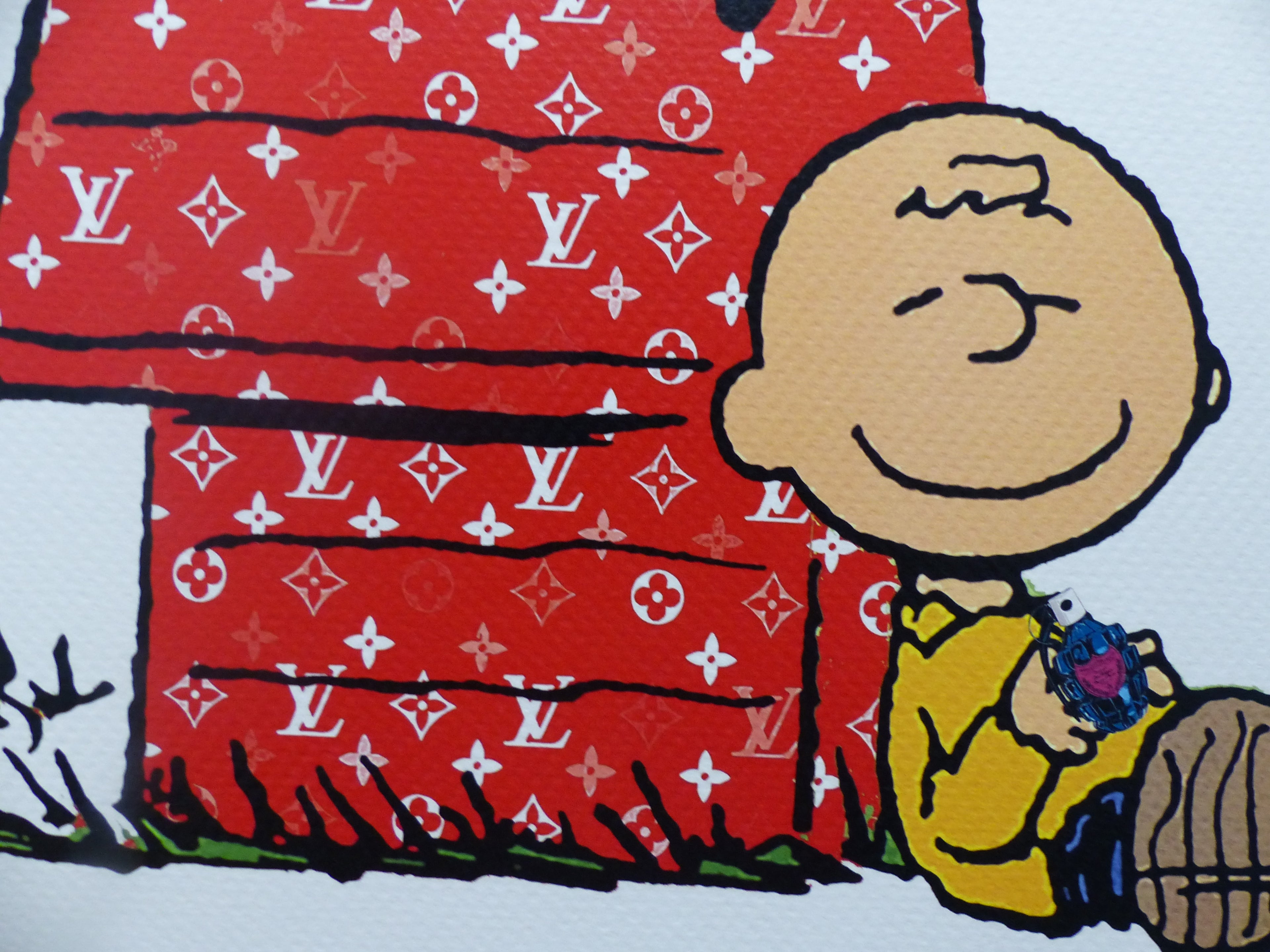 DEATH NYC "GERAHMT" Lithografie ltd. edition C.O.A. "Snoopy and Charly grenade"