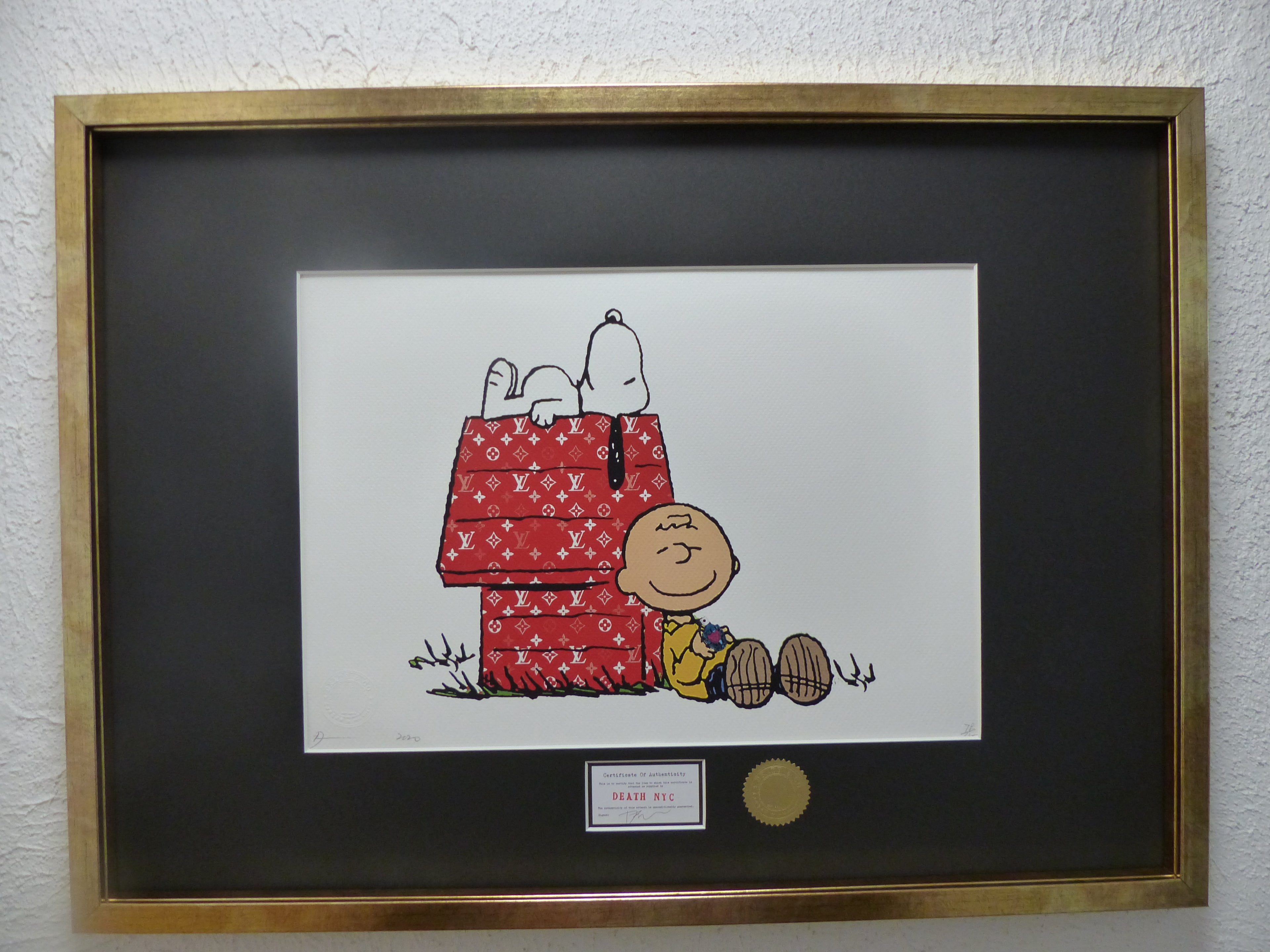 DEATH NYC "GERAHMT" Lithografie ltd. edition C.O.A. "Snoopy and Charly grenade"