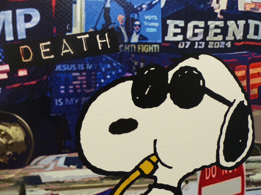 DEATH NYC "GERAHMT" Lithografie ltd.Edit. of 100 "Snoopy Trump" 3D Siegel COA