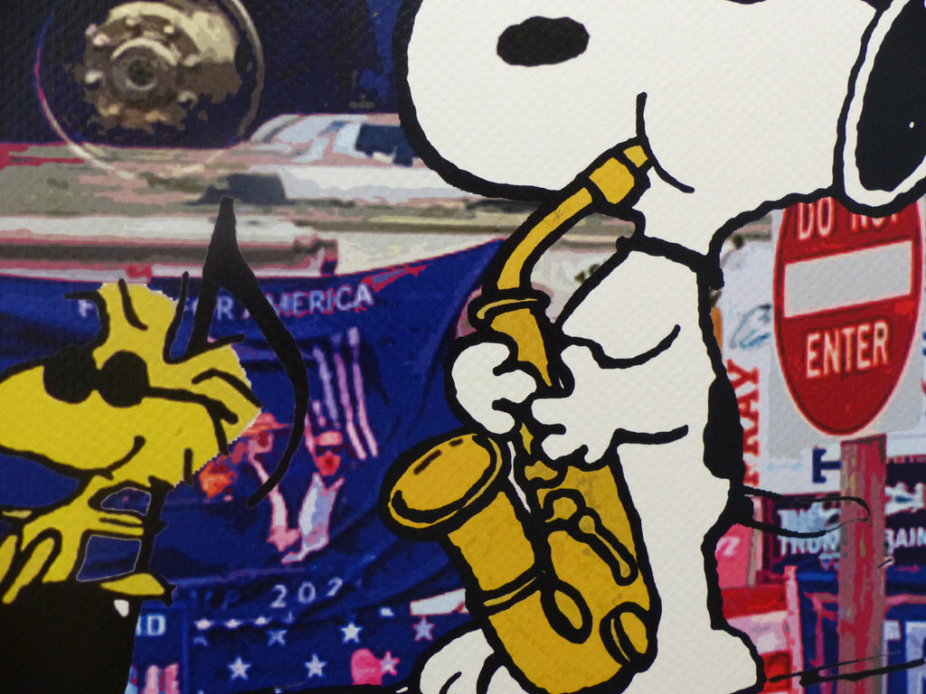 DEATH NYC "GERAHMT" Lithografie ltd.Edit. of 100 "Snoopy Trump" 3D Siegel COA