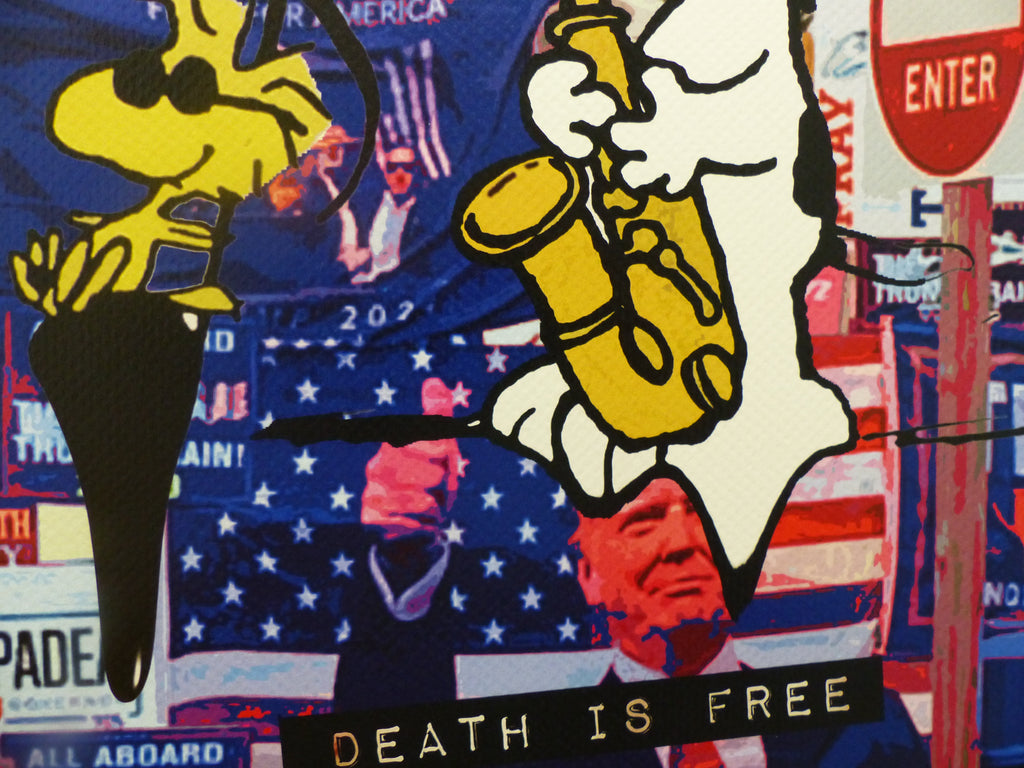 DEATH NYC "GERAHMT" Lithografie ltd.Edit. of 100 "Snoopy Trump" 3D Siegel COA
