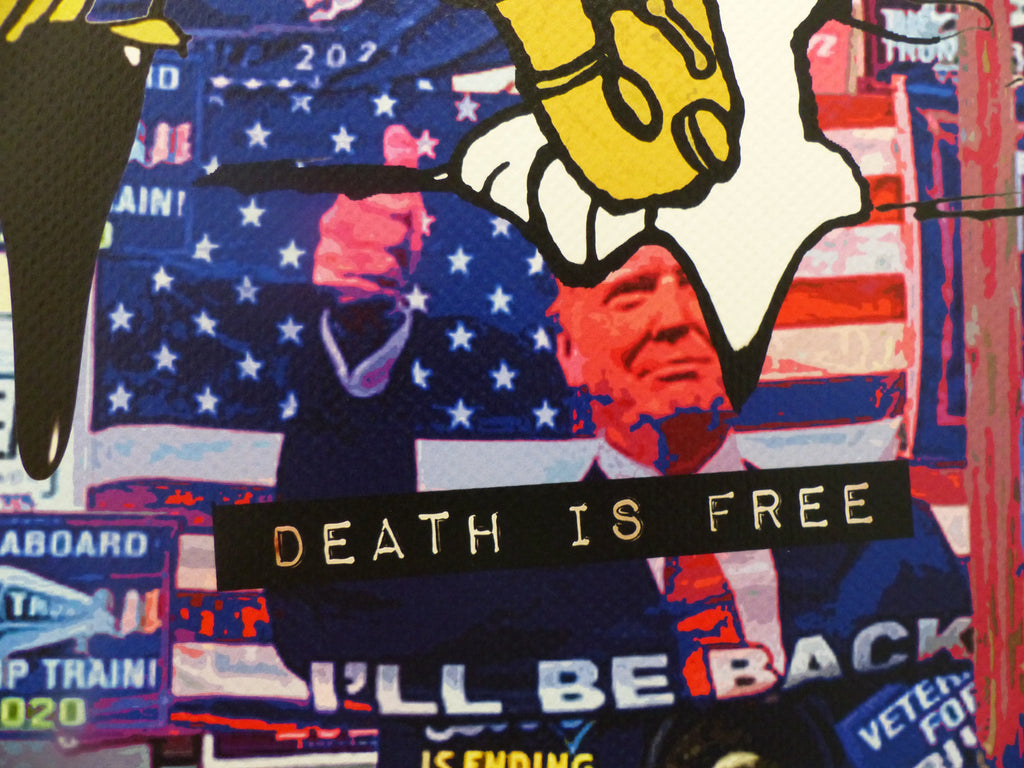DEATH NYC "GERAHMT" Lithografie ltd.Edit. of 100 "Snoopy Trump" 3D Siegel COA
