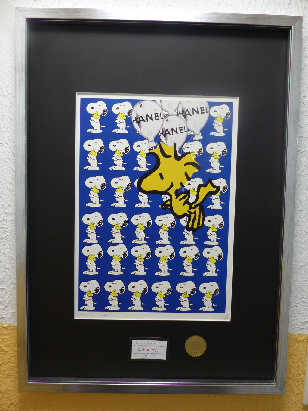 DEATH NYC "GERAHMT" Lithografie ltd.Edit. of 100 "Snoopy and Woodstock" 3D Siegel COA