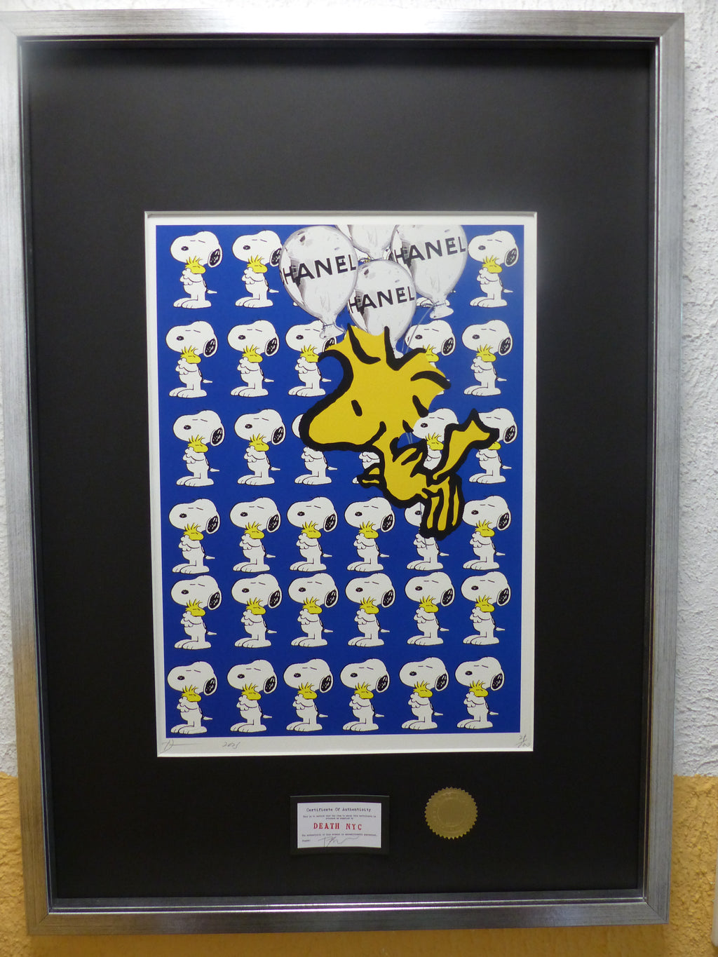 DEATH NYC "GERAHMT" Lithografie ltd.Edit. of 100 "Snoopy and Woodstock" 3D Siegel COA