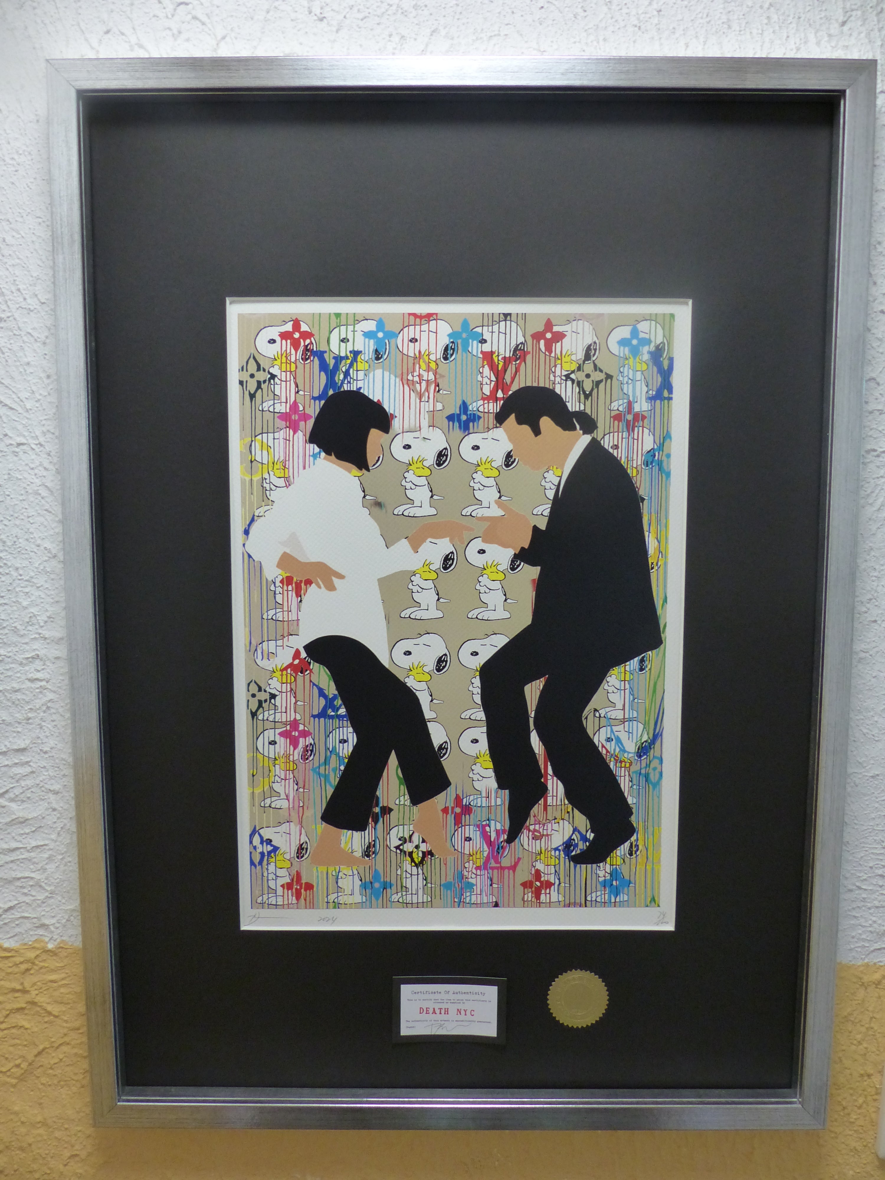 DEATH NYC "Pulp Fiction" Lithografie fertig gerahmt limited Edition of 120 "Pulp Fiction" 3D Siegel COA
