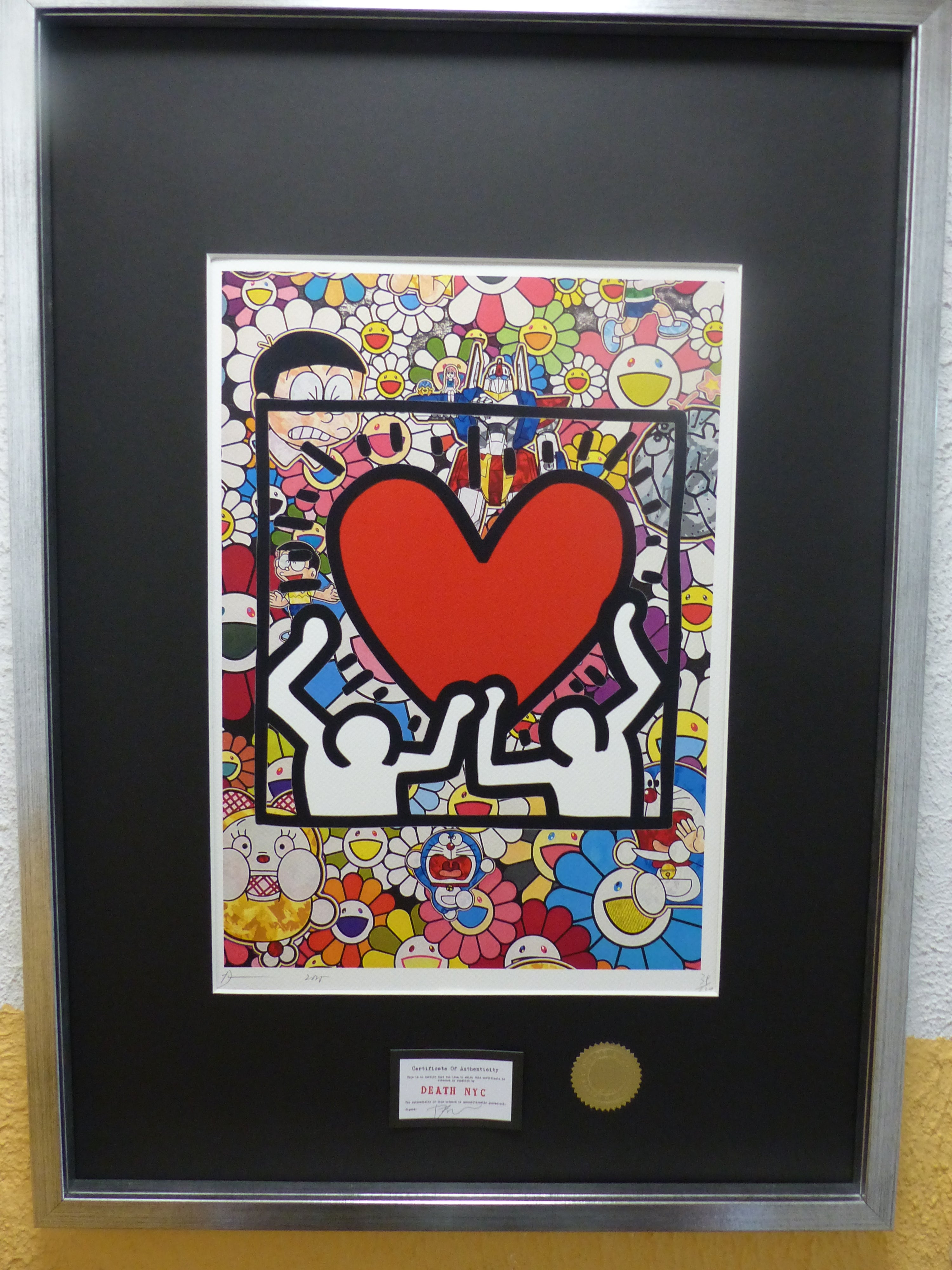 DEATH NYC "GERAHMT" Lithografie ltd.Edit. of 120 "Keith Haring" 3D Siegel COA