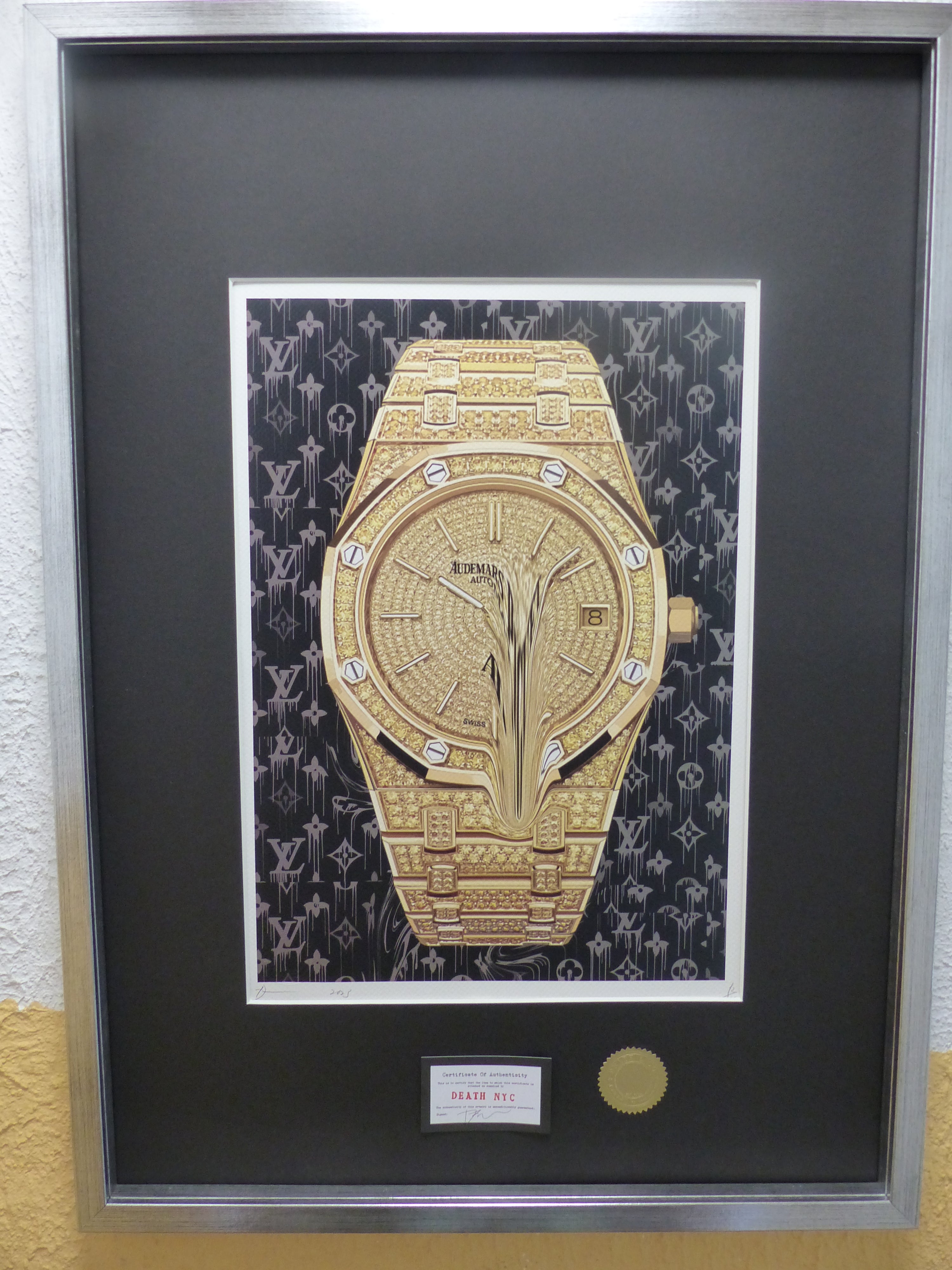 DEATH NYC "GERAHMT" Lithografie ltd.Edit. of 100 "Audemars Clock" 3D Siegel COA