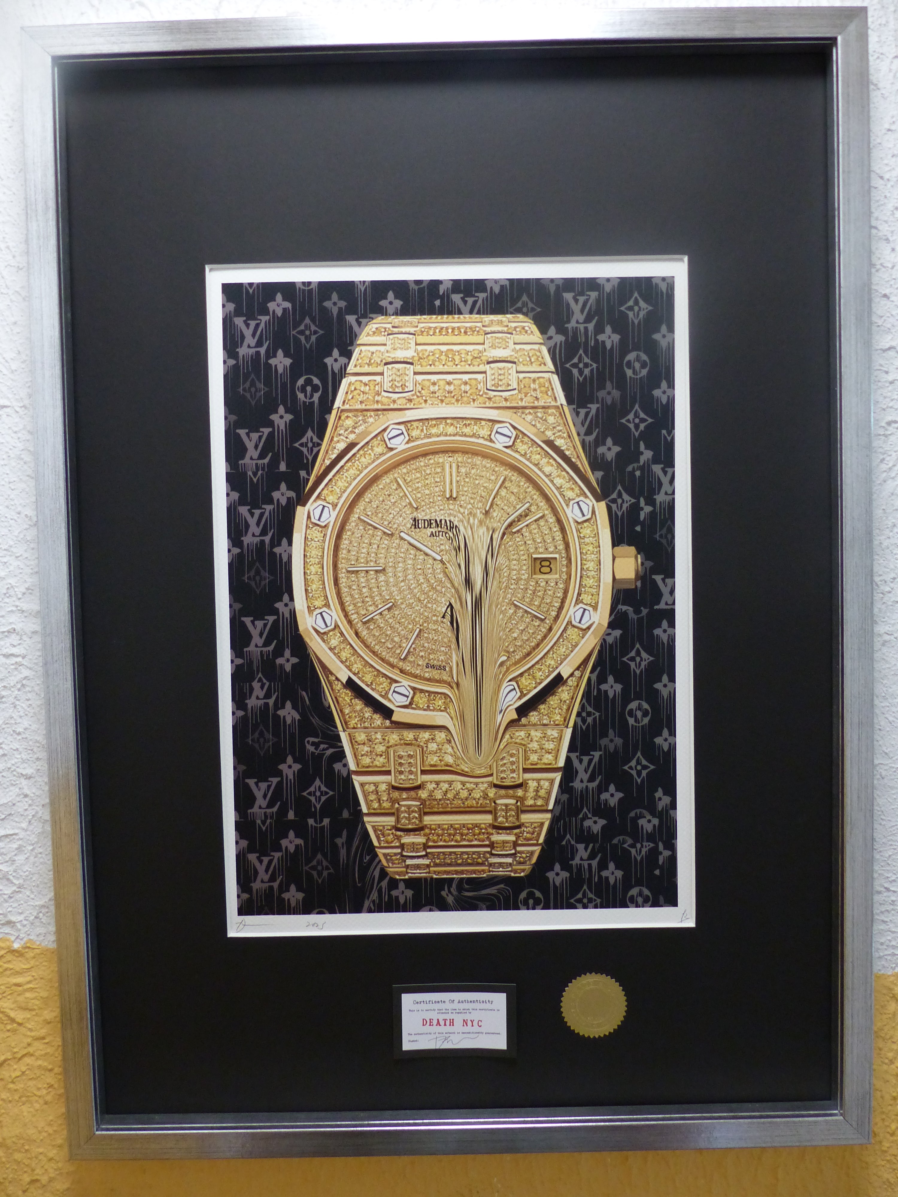 DEATH NYC "GERAHMT" Lithografie ltd.Edit. of 100 "Audemars Clock" 3D Siegel COA