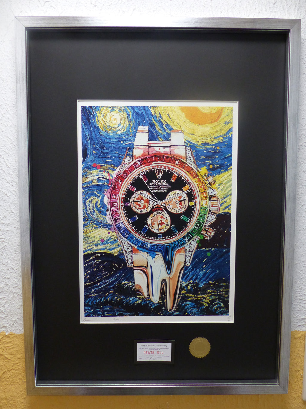 DEATH NYC "GERAHMT" Lithografie ltd.Edit. of 100 "ROLEX Clock" 3D Siegel COA